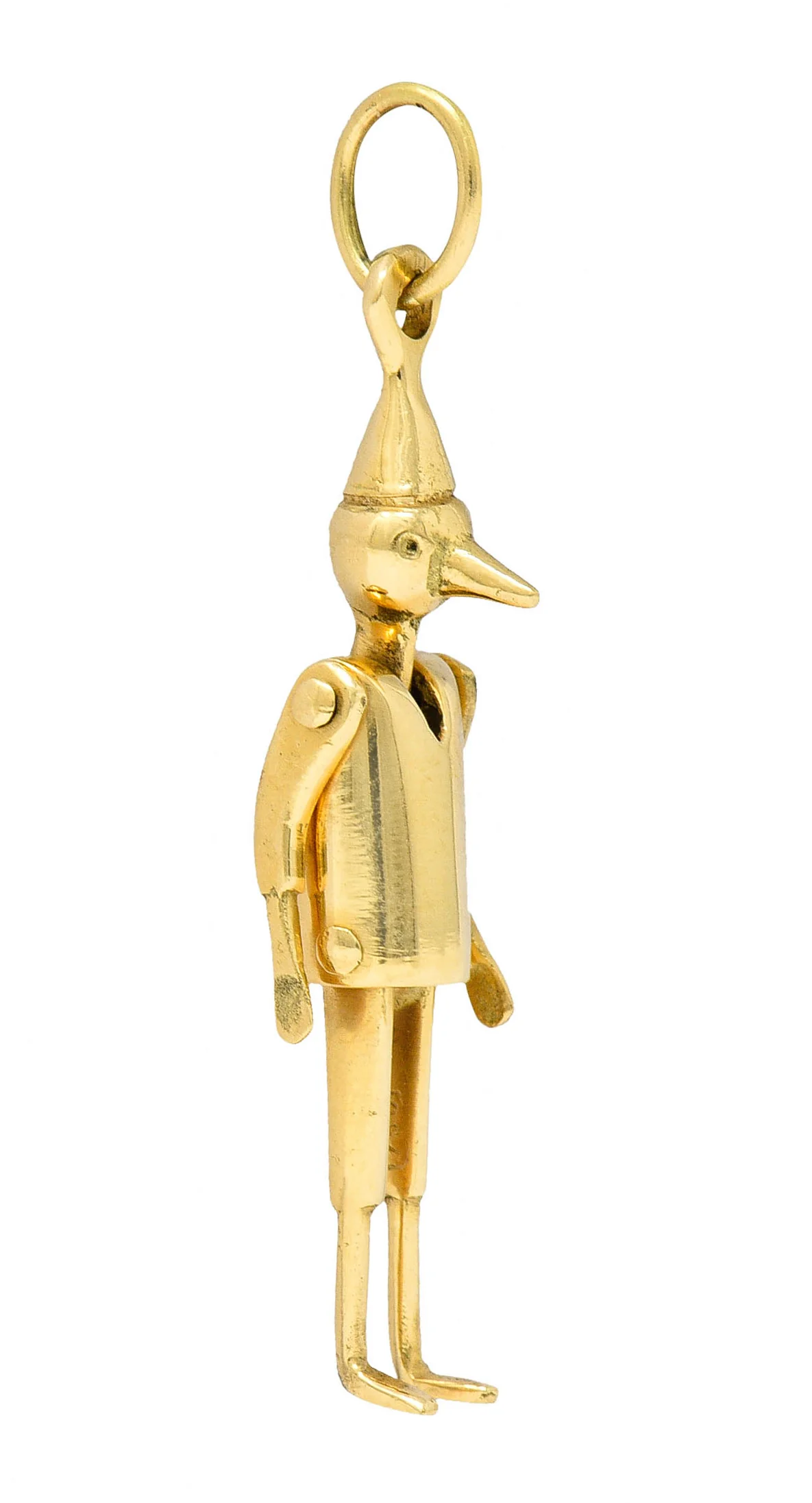 1940's Retro 18 Karat Gold Articulated Pinocchio Charm - Image 4