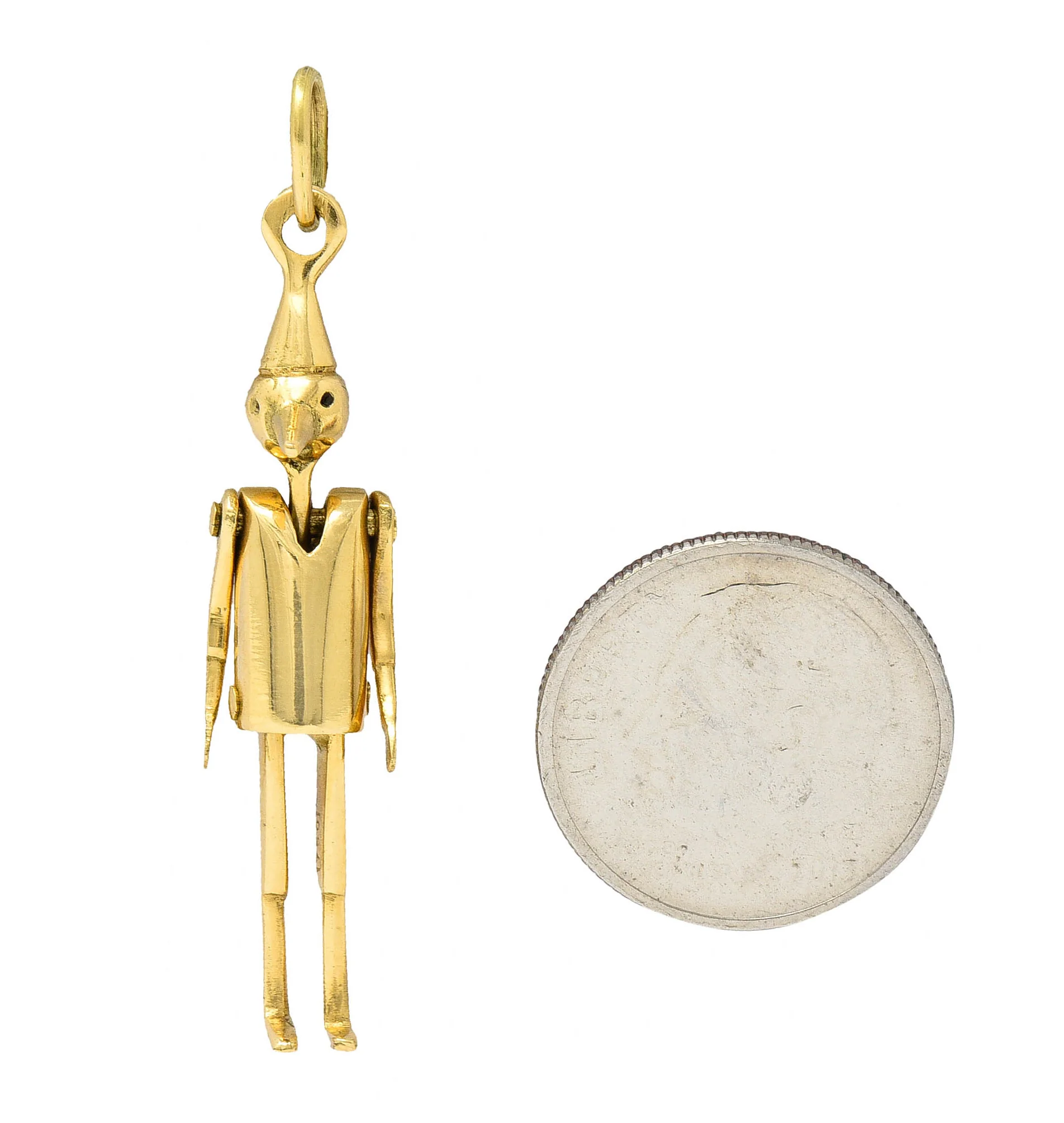 1940's Retro 18 Karat Gold Articulated Pinocchio Charm - Image 8