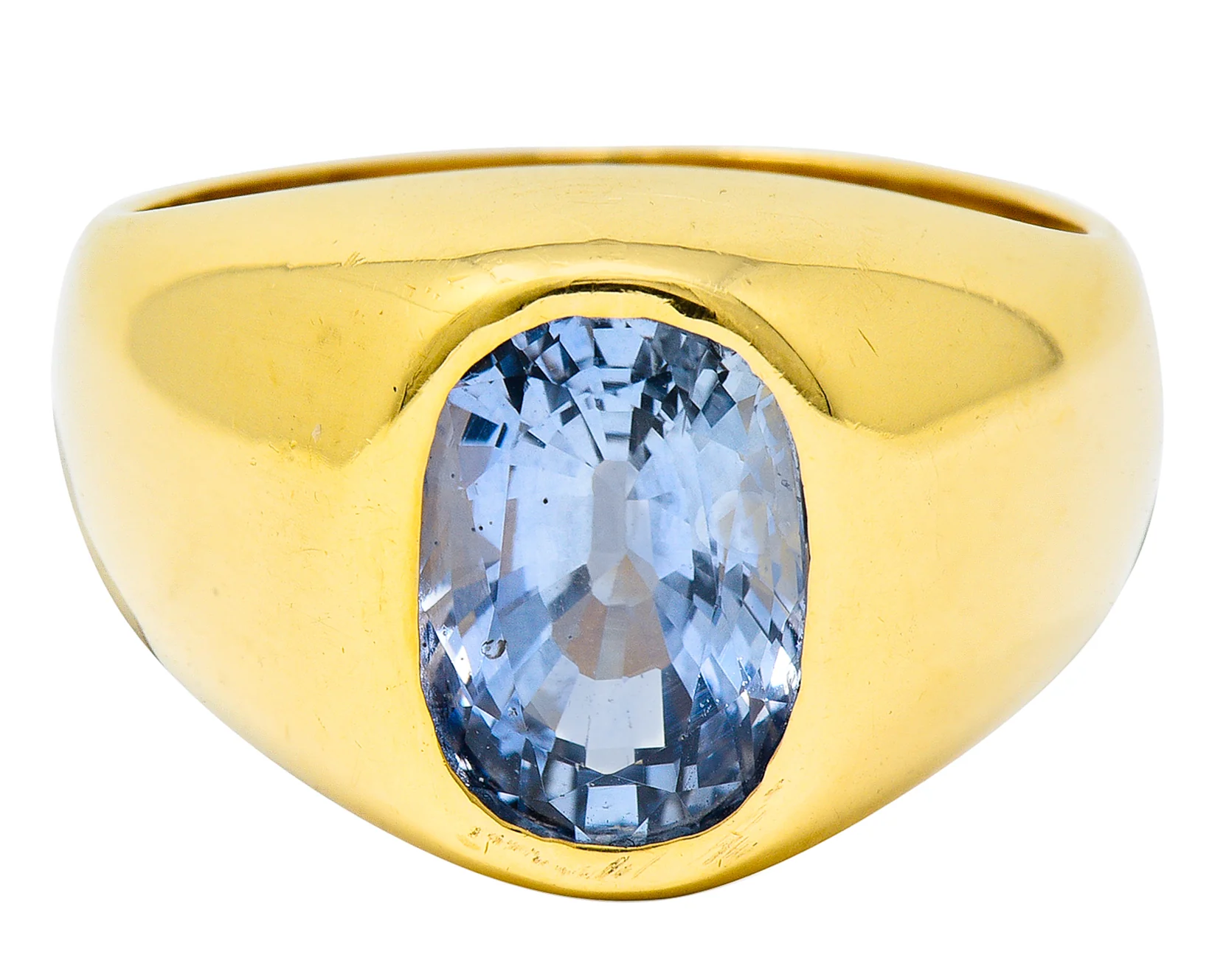 1940's Retro 3.40 CTW Ceylon Sapphire 14 Karat Gold Unisex Signet Ring