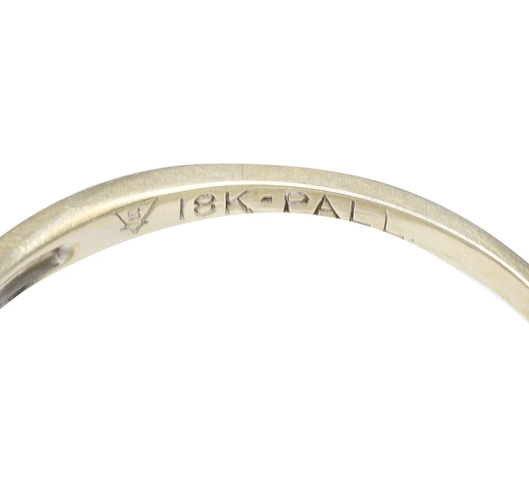 1940's Retro Diamond 18 Karat White Gold Stacking Band Ring - Image 7