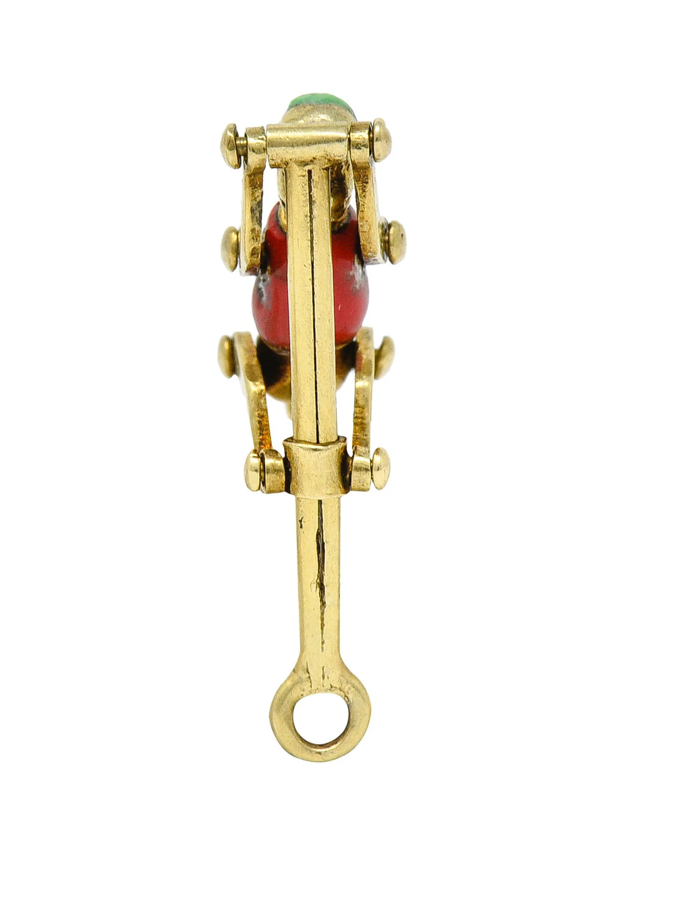 1940's Retro Enamel 14 Karat Gold Articulated Circus Monkey Charm - Image 3