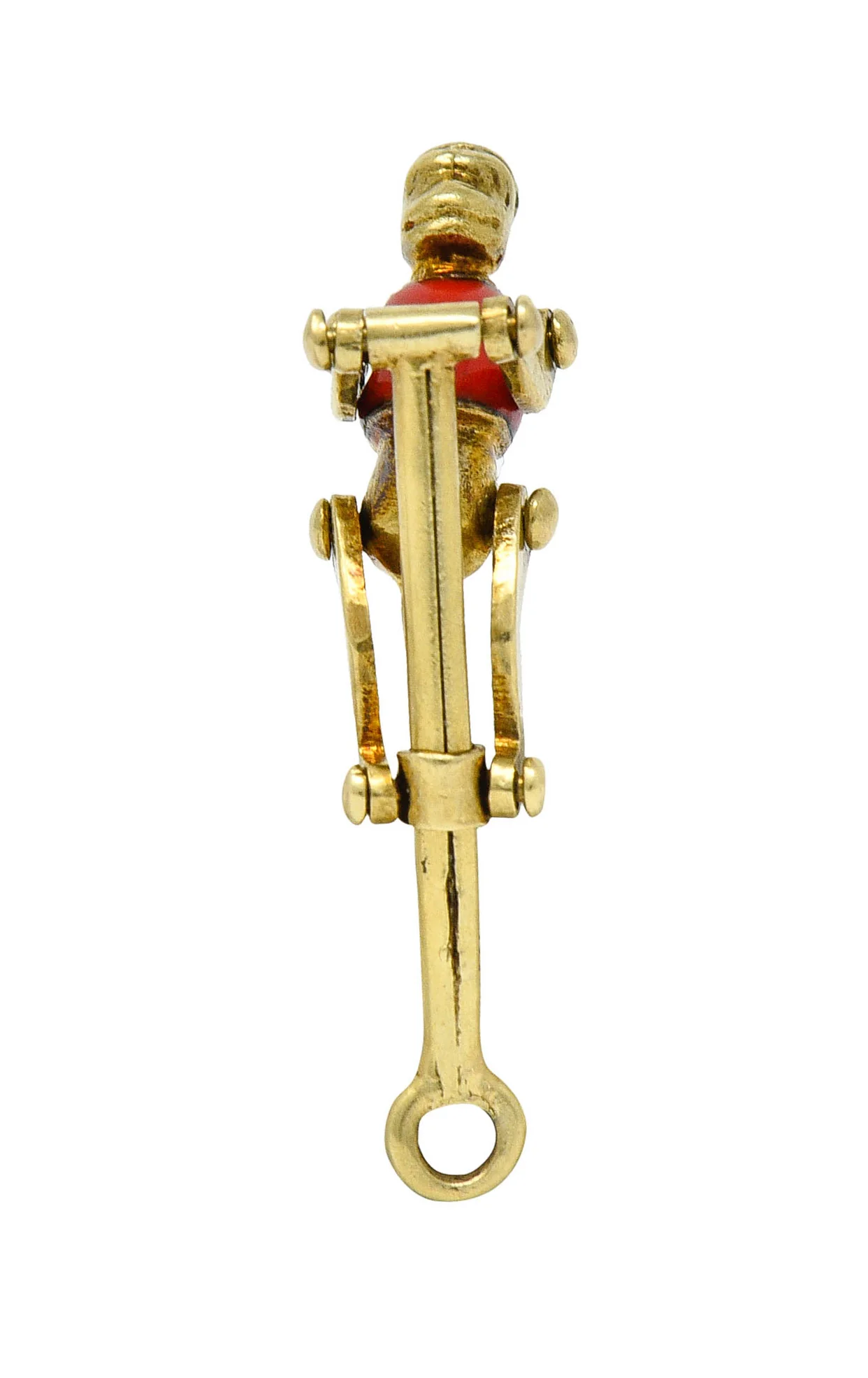 1940's Retro Enamel 14 Karat Gold Articulated Circus Monkey Charm - Image 4