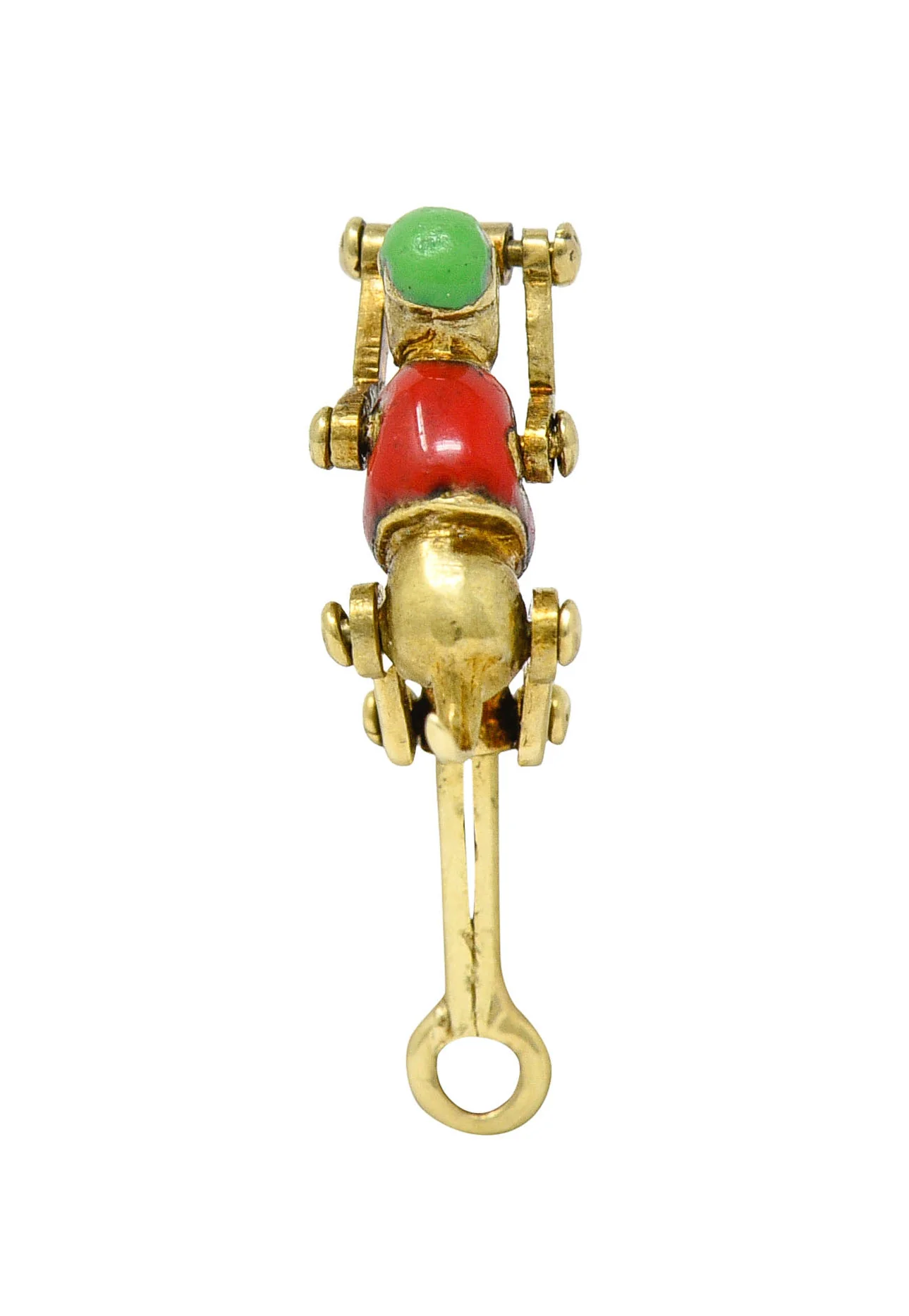 1940's Retro Enamel 14 Karat Gold Articulated Circus Monkey Charm - Image 7