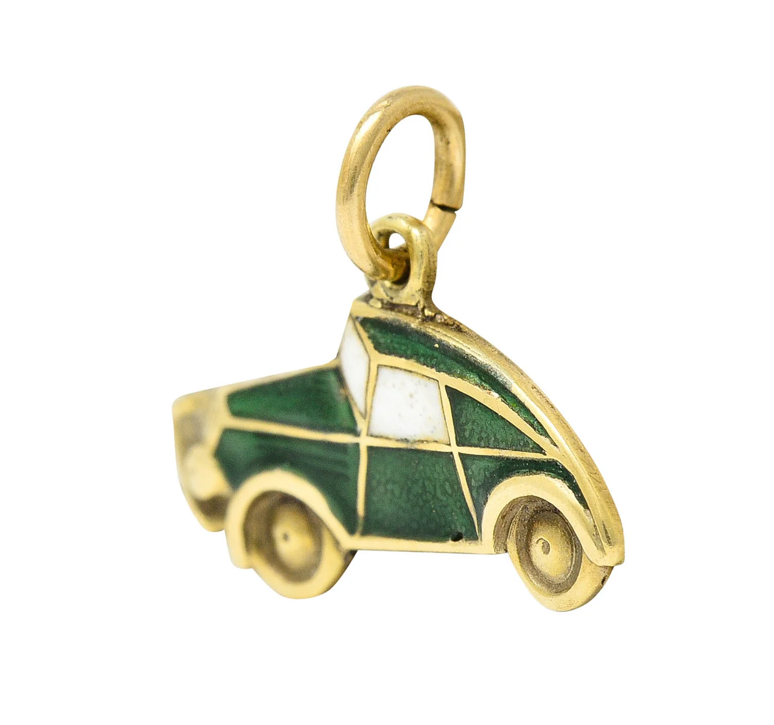 1940's Retro Enamel 14 Karat Gold Car Charm - Image 2