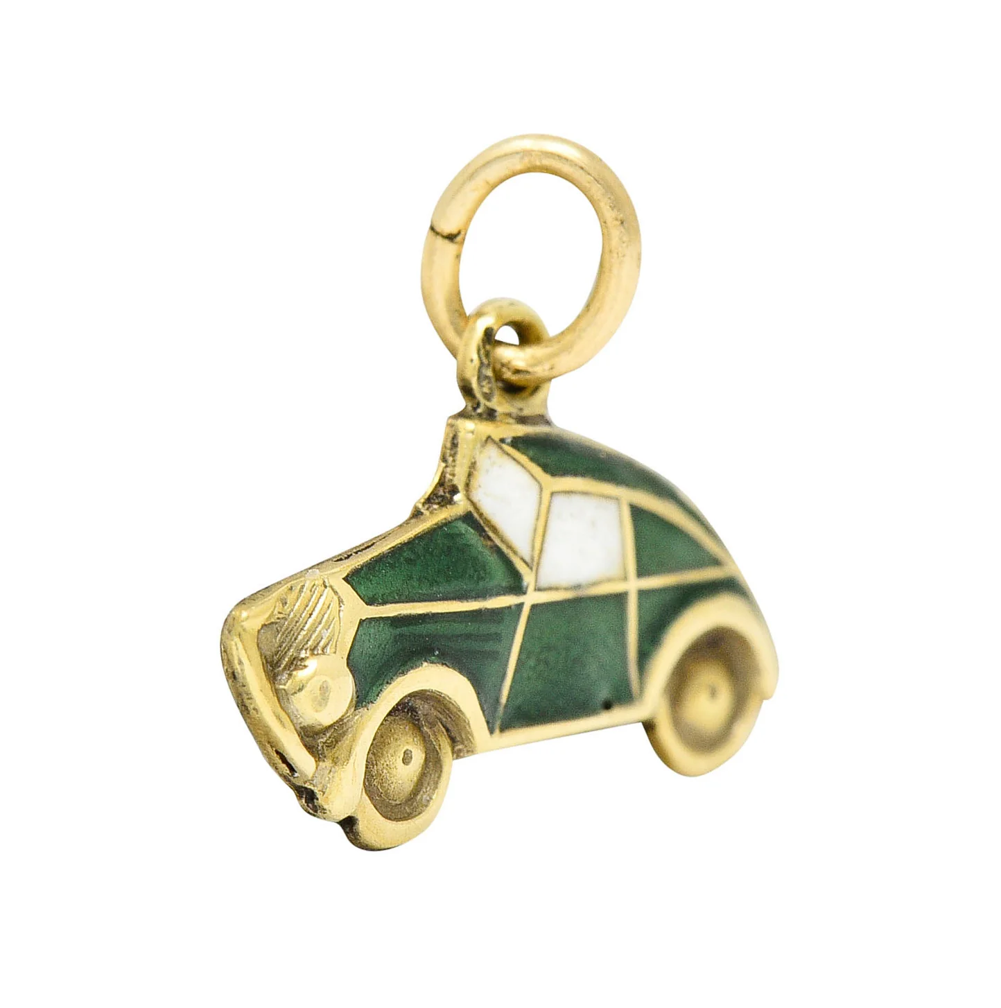 1940's Retro Enamel 14 Karat Gold Car Charm - Image 4