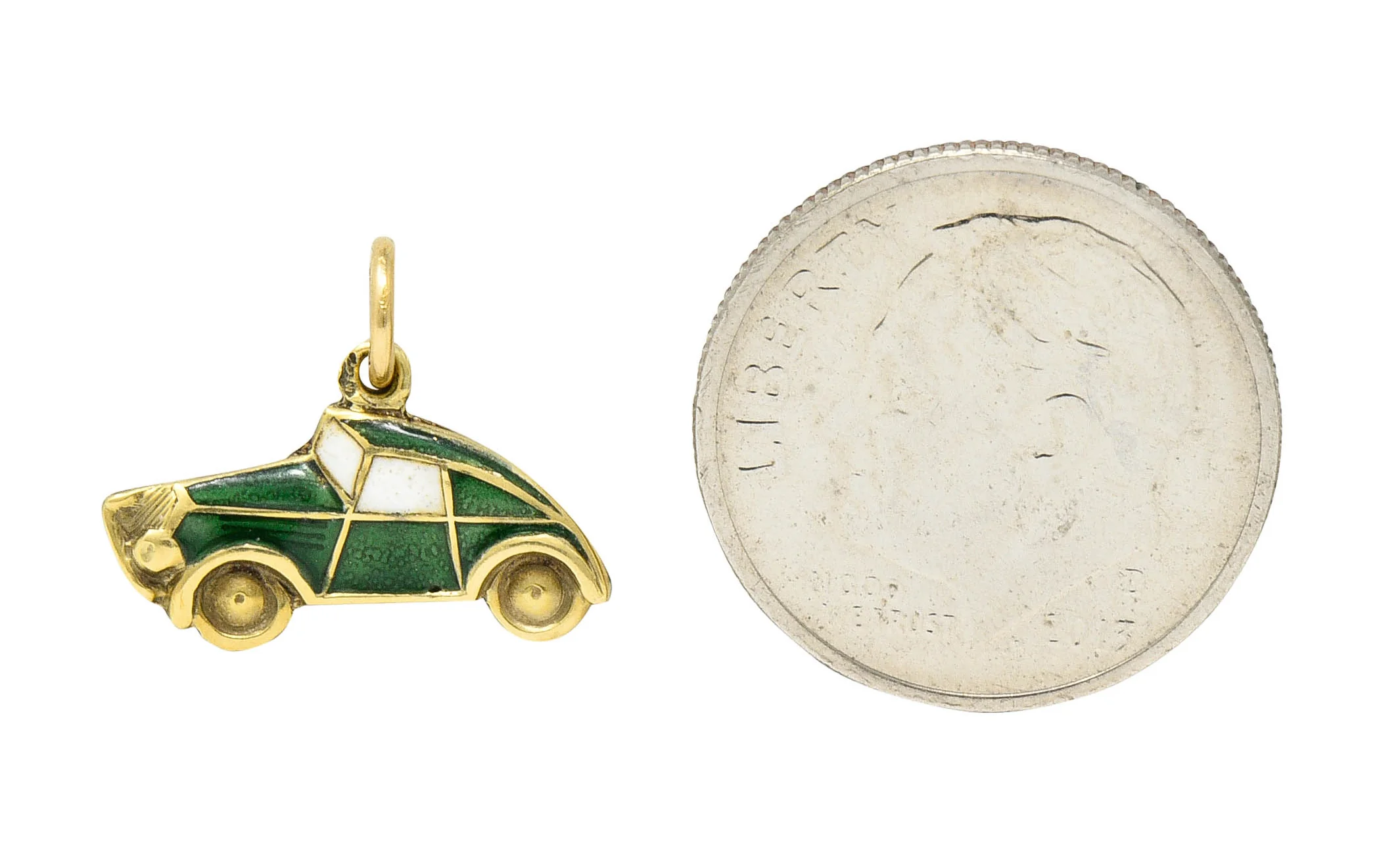 1940's Retro Enamel 14 Karat Gold Car Charm - Image 8
