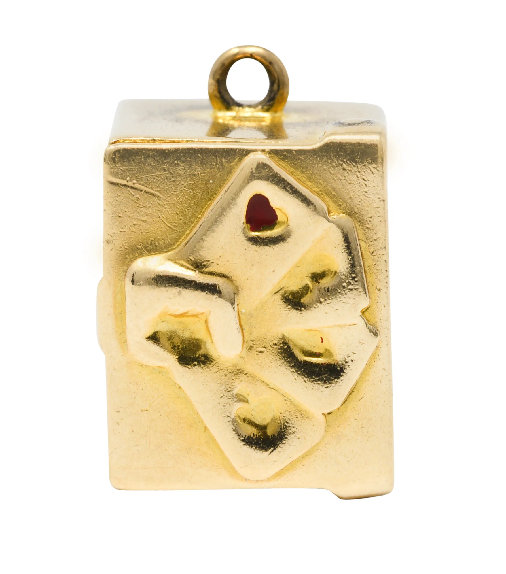1940's Retro Enamel 14 Karat Gold Card Box & Cards Charm - Image 3