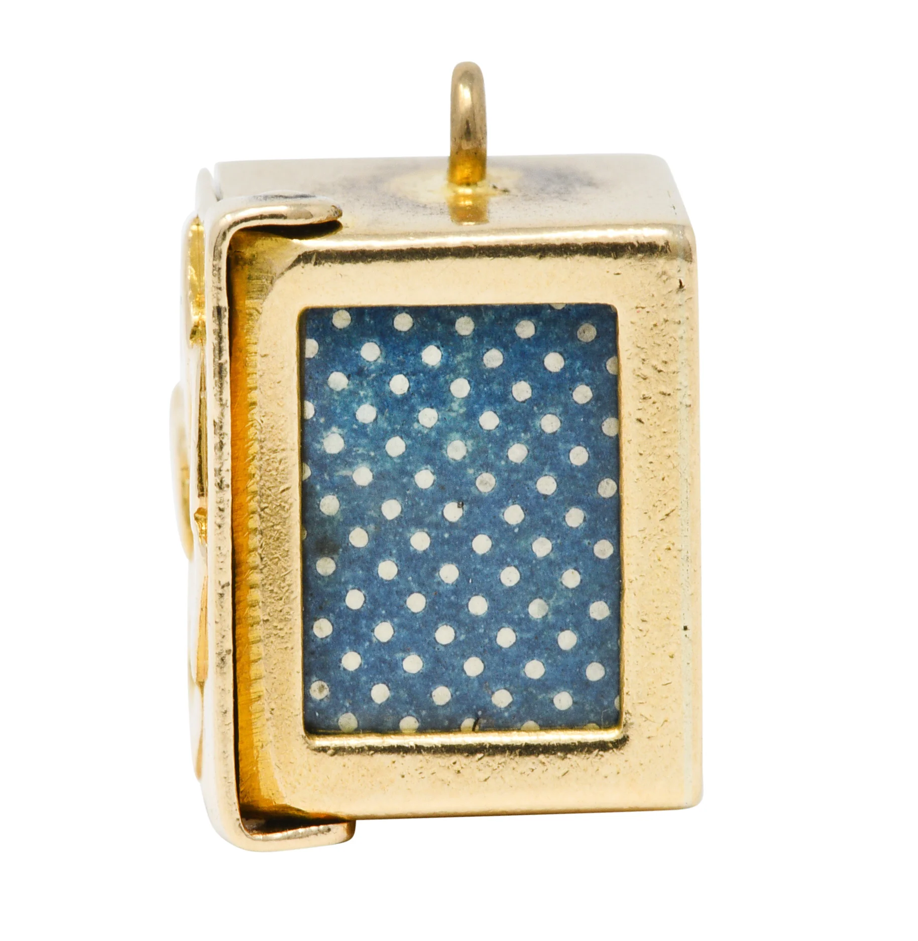 1940's Retro Enamel 14 Karat Gold Card Box & Cards Charm - Image 4