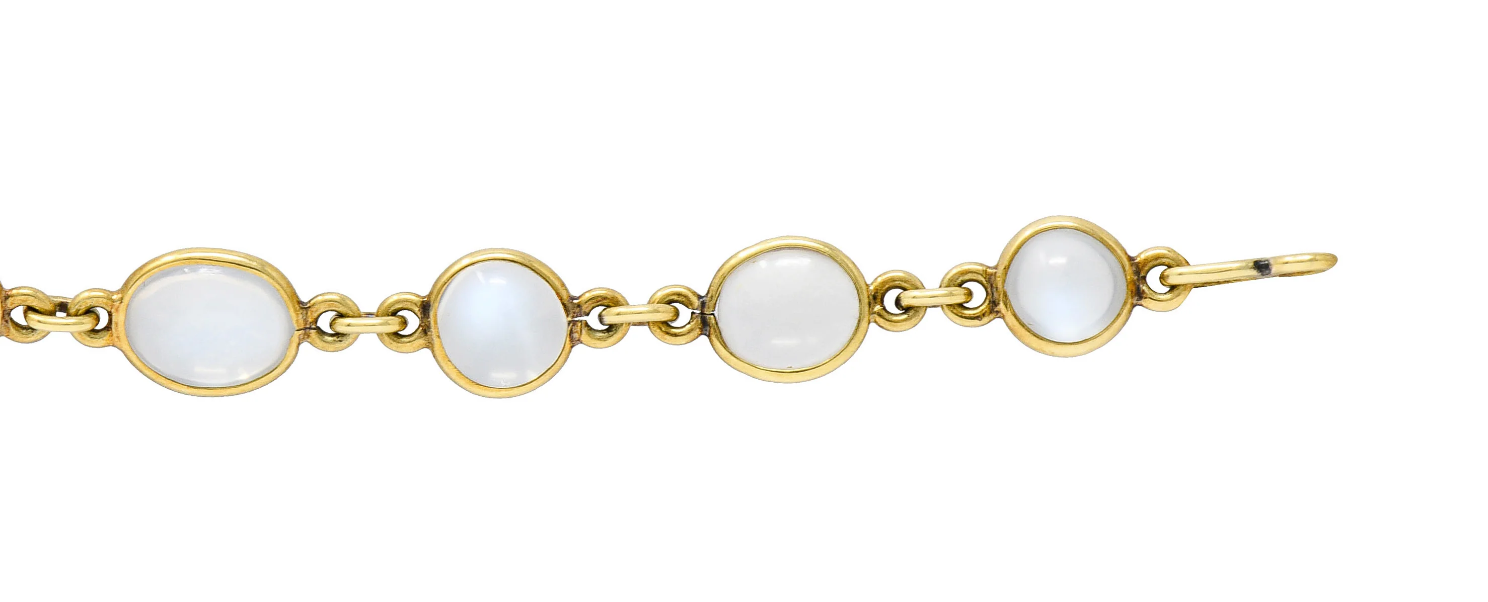 1940's Retro Moonstone 14 Karat Gold Link Bracelet - Image 5