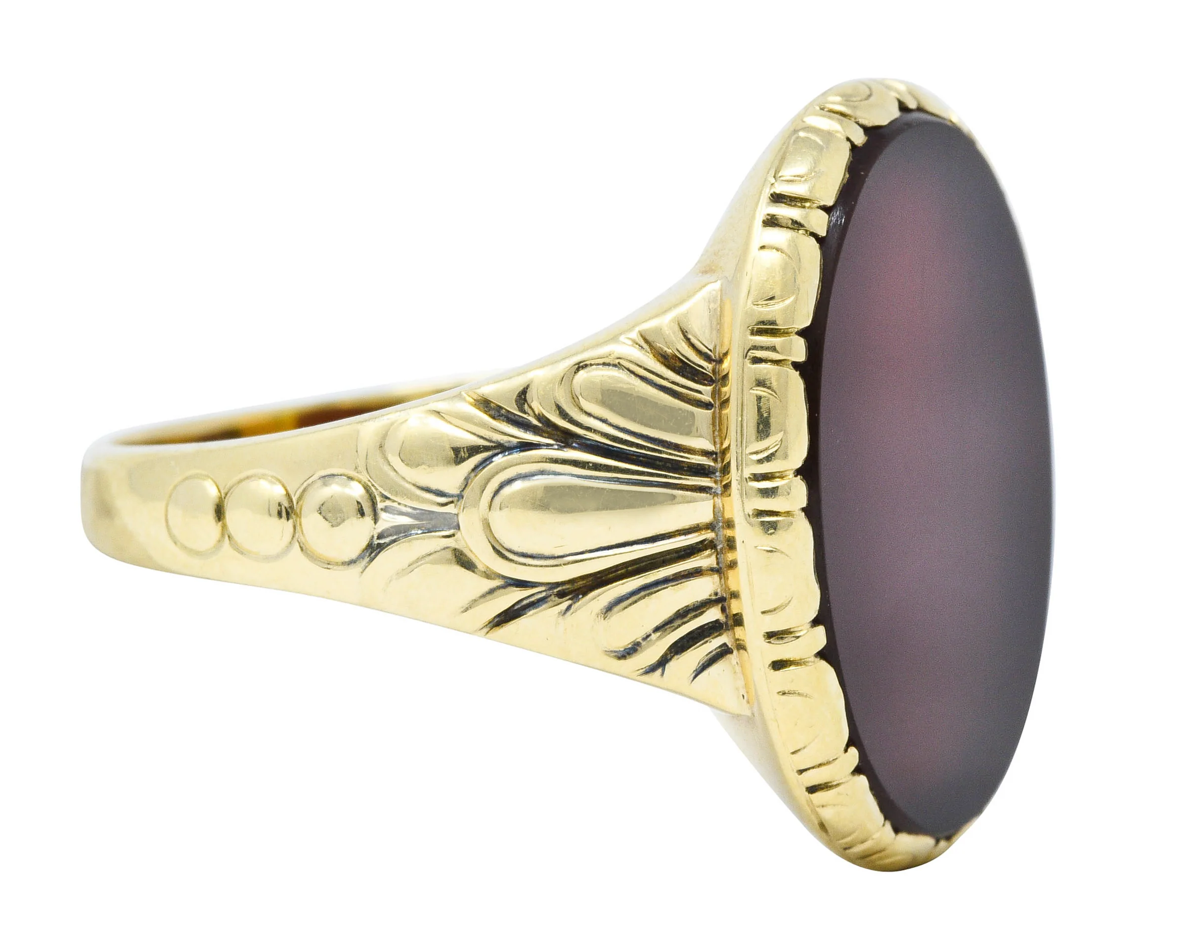 1946 Retro Sard Carnelian 14 Karat Gold Unisex Signet Ring - Image 2