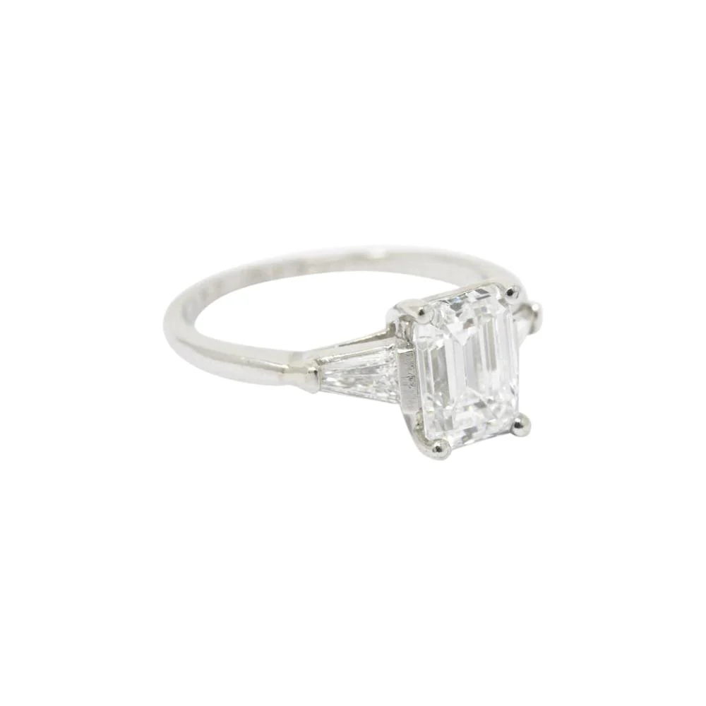 1950's Bailey Banks and Biddle 1.93CTW Emerald Cut Diamond & Platinum Engagement Ring GIA - Image 10