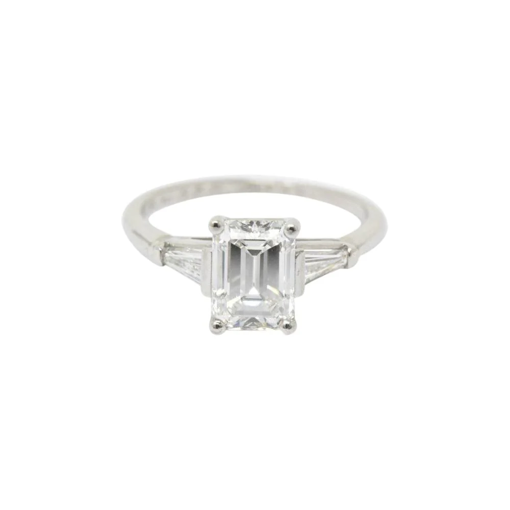 1950's Bailey Banks and Biddle 1.93CTW Emerald Cut Diamond & Platinum Engagement Ring GIA - Image 7