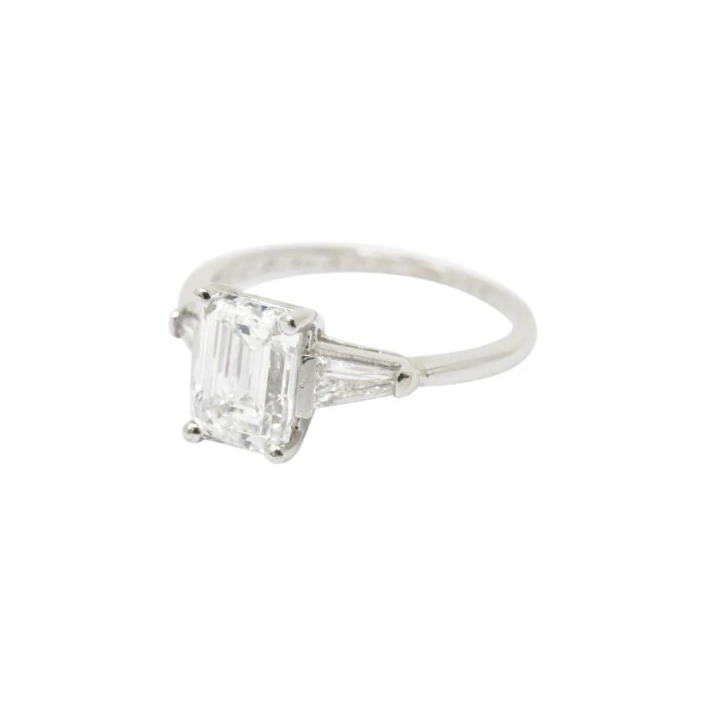 1950's Bailey Banks and Biddle 1.93CTW Emerald Cut Diamond & Platinum Engagement Ring GIA - Image 8
