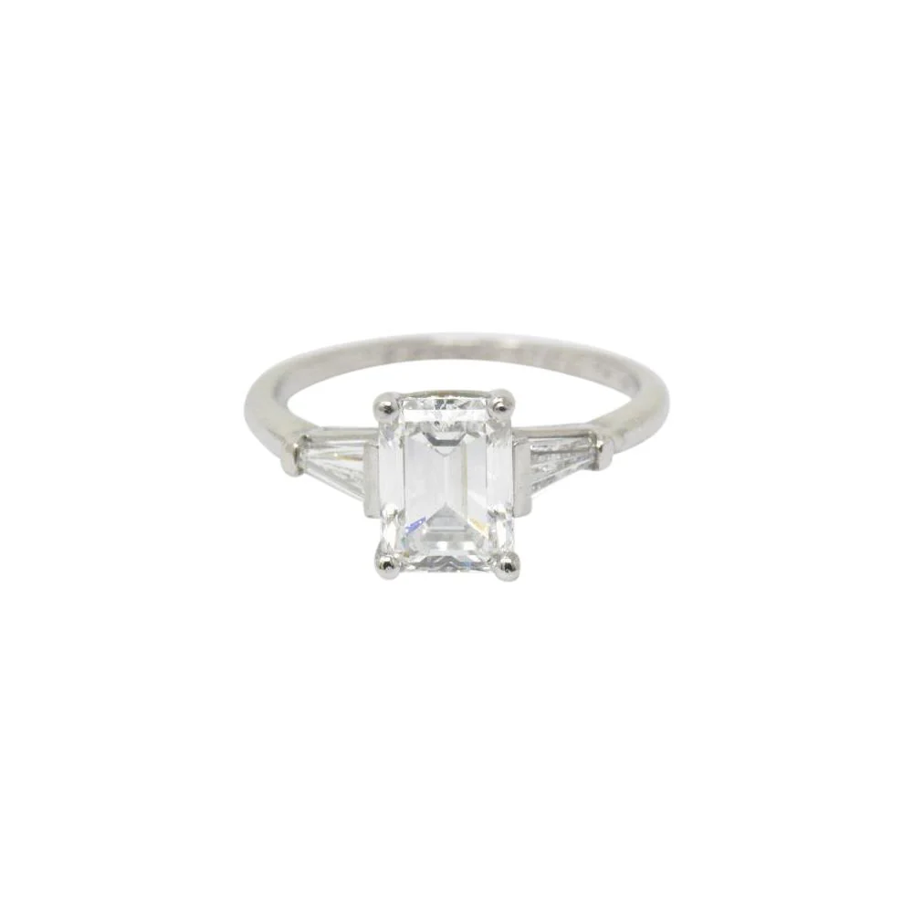 1950's Bailey Banks and Biddle 1.93CTW Emerald Cut Diamond & Platinum Engagement Ring GIA - Image 9