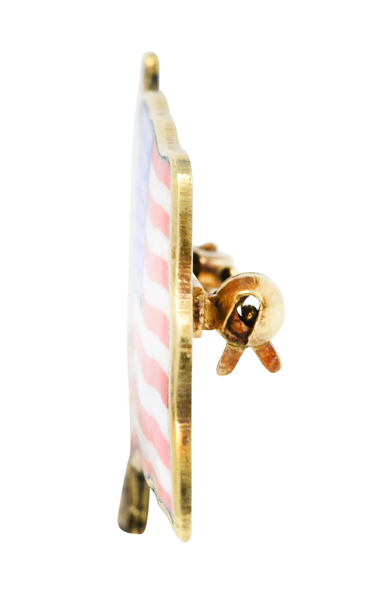 1950's Enamel 14 Karat Gold Unisex American Flag Brooch - Image 3