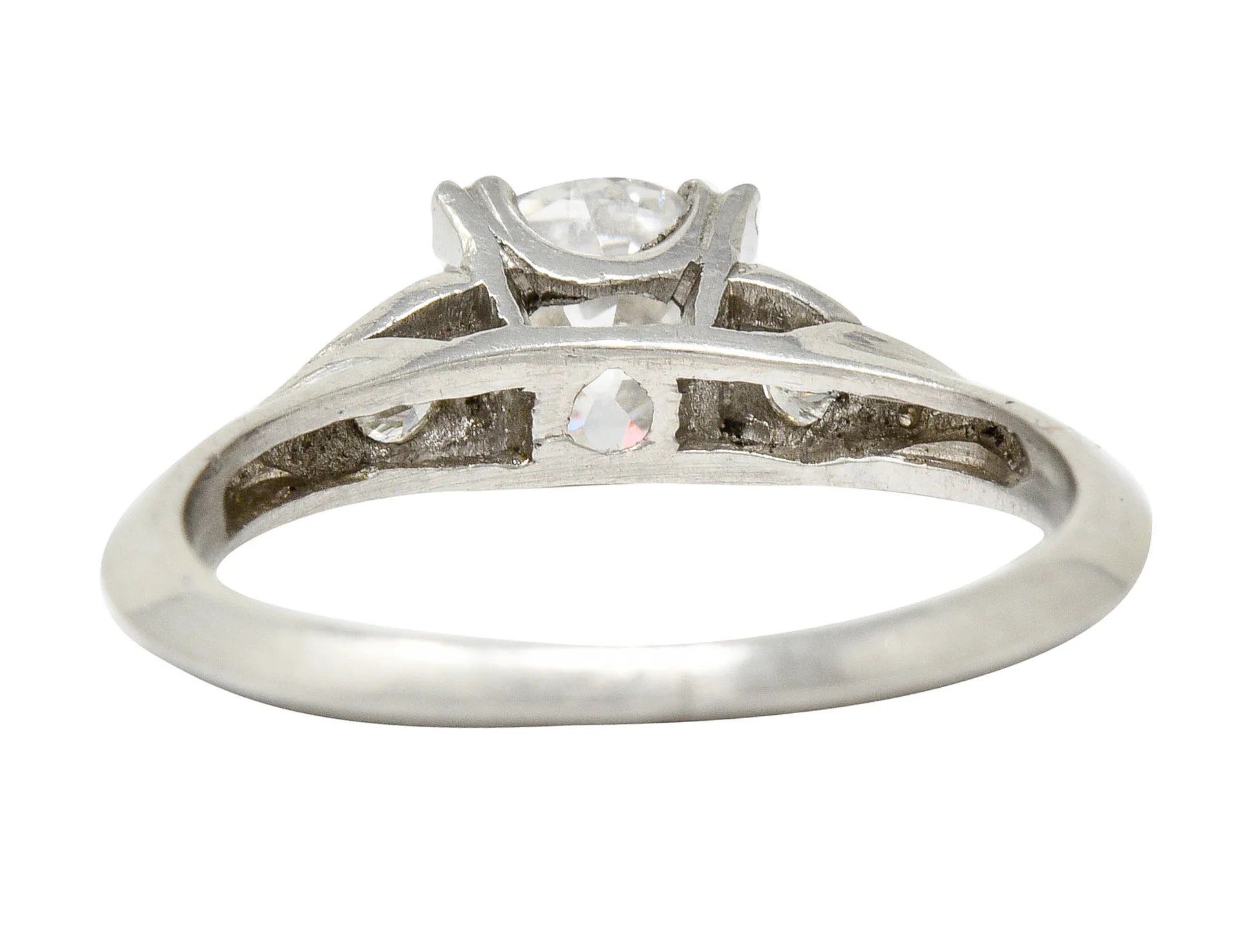 1950's J.H. Flyer 0.86 CTW Diamond Platinum Knife Edge Engagement Ring - Image 4