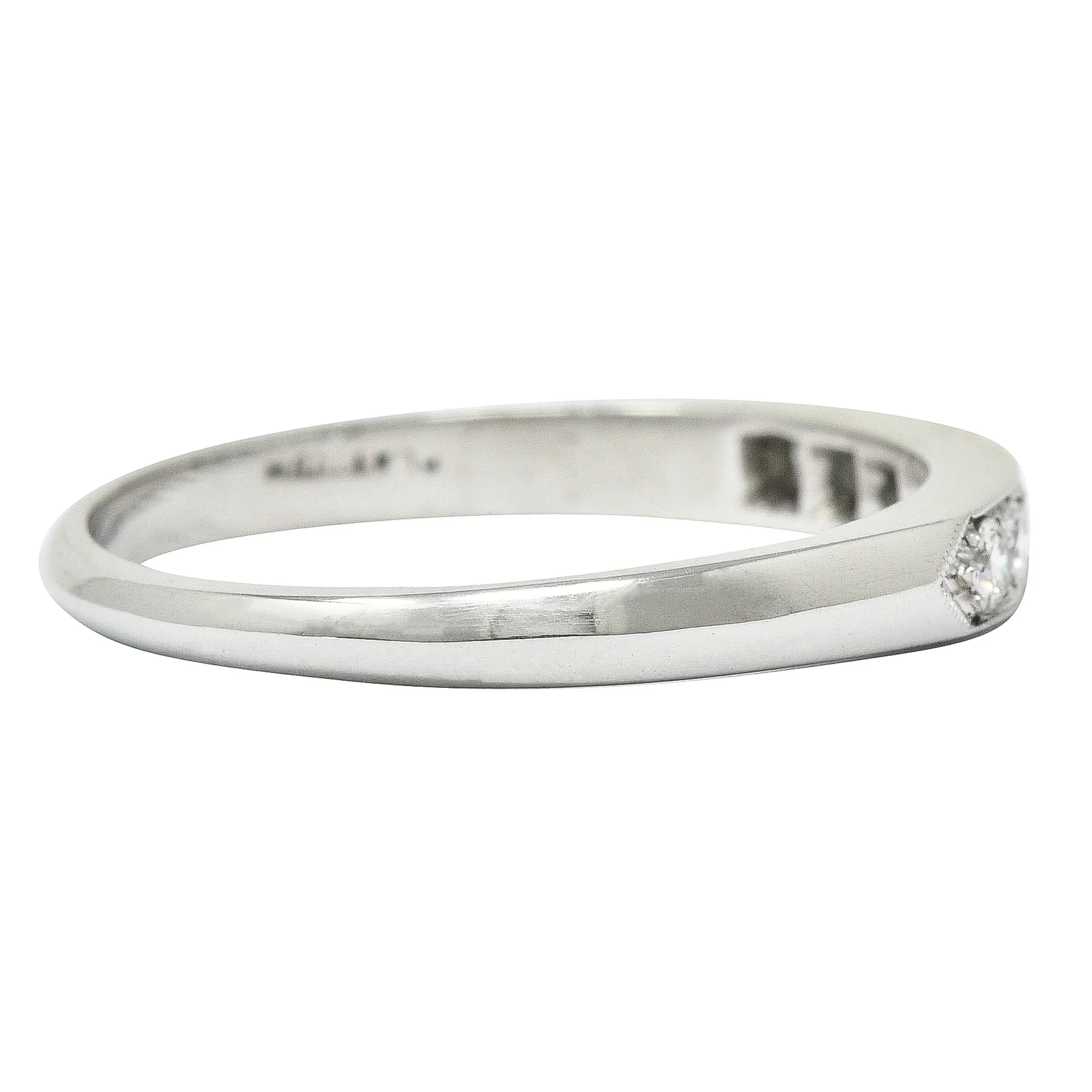 1950's Mid-Century 0.25 CTW Diamond Platinum Anniversary Band Ring - Image 3