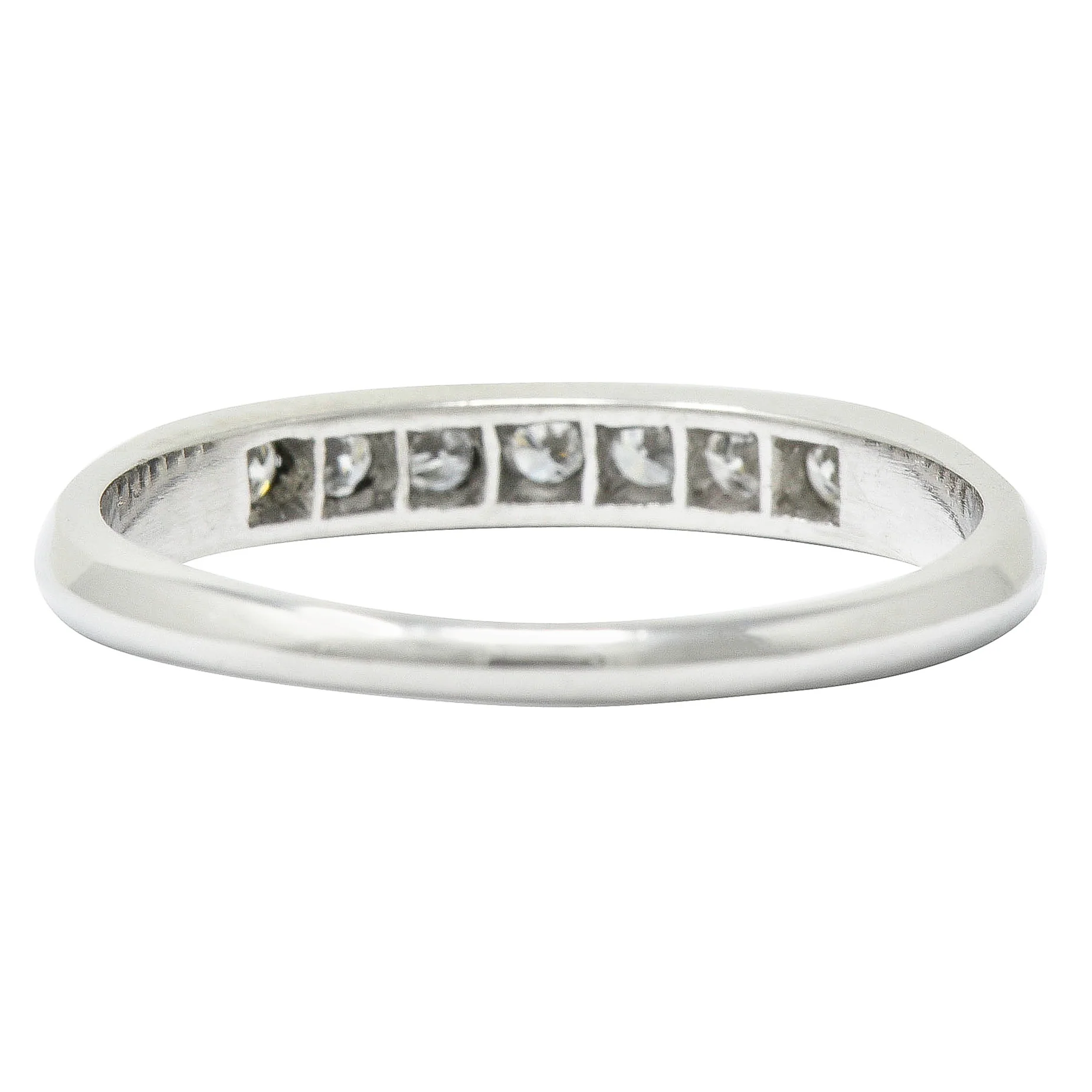 1950's Mid-Century 0.25 CTW Diamond Platinum Anniversary Band Ring - Image 4