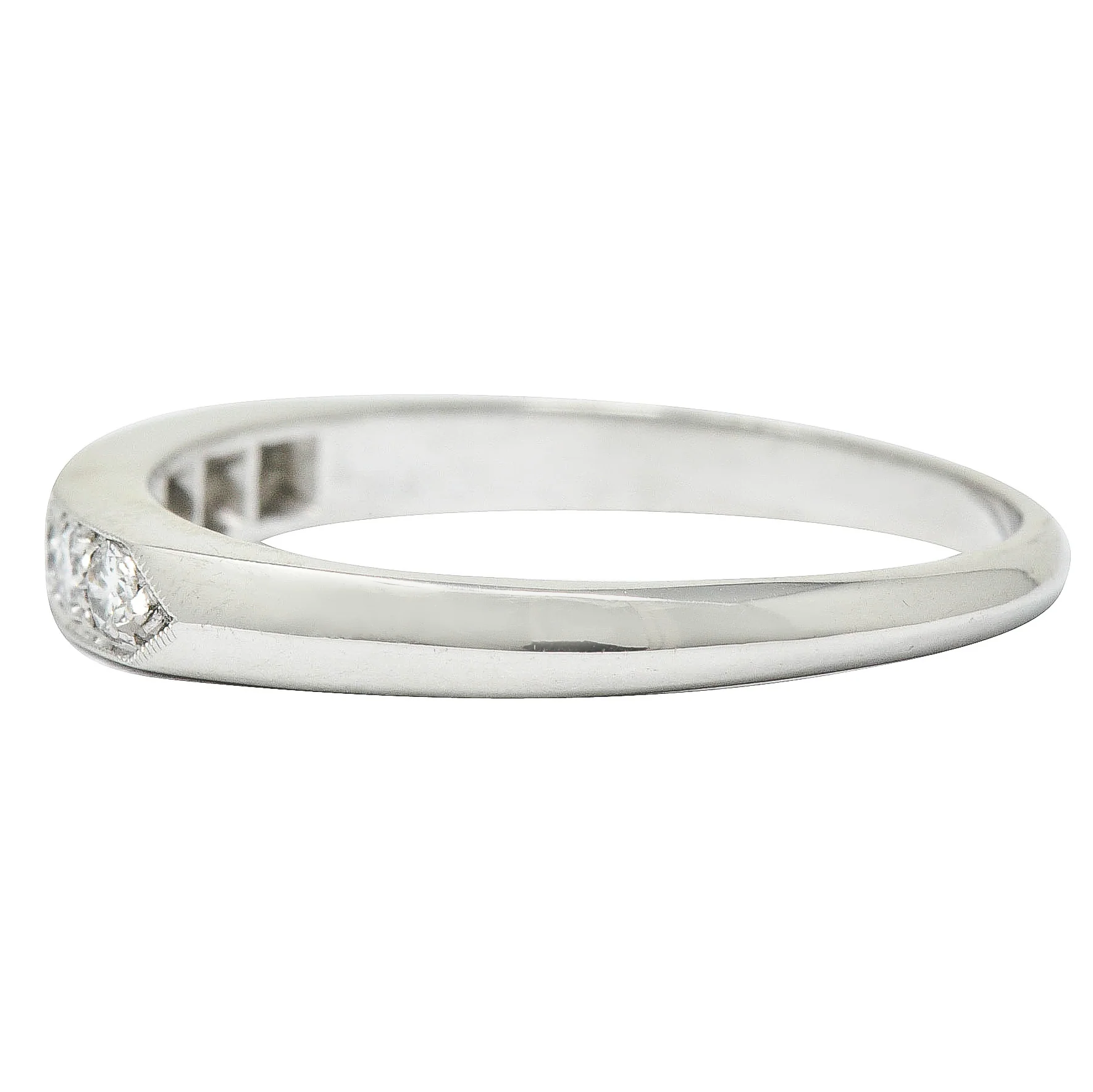 1950's Mid-Century 0.25 CTW Diamond Platinum Anniversary Band Ring - Image 5