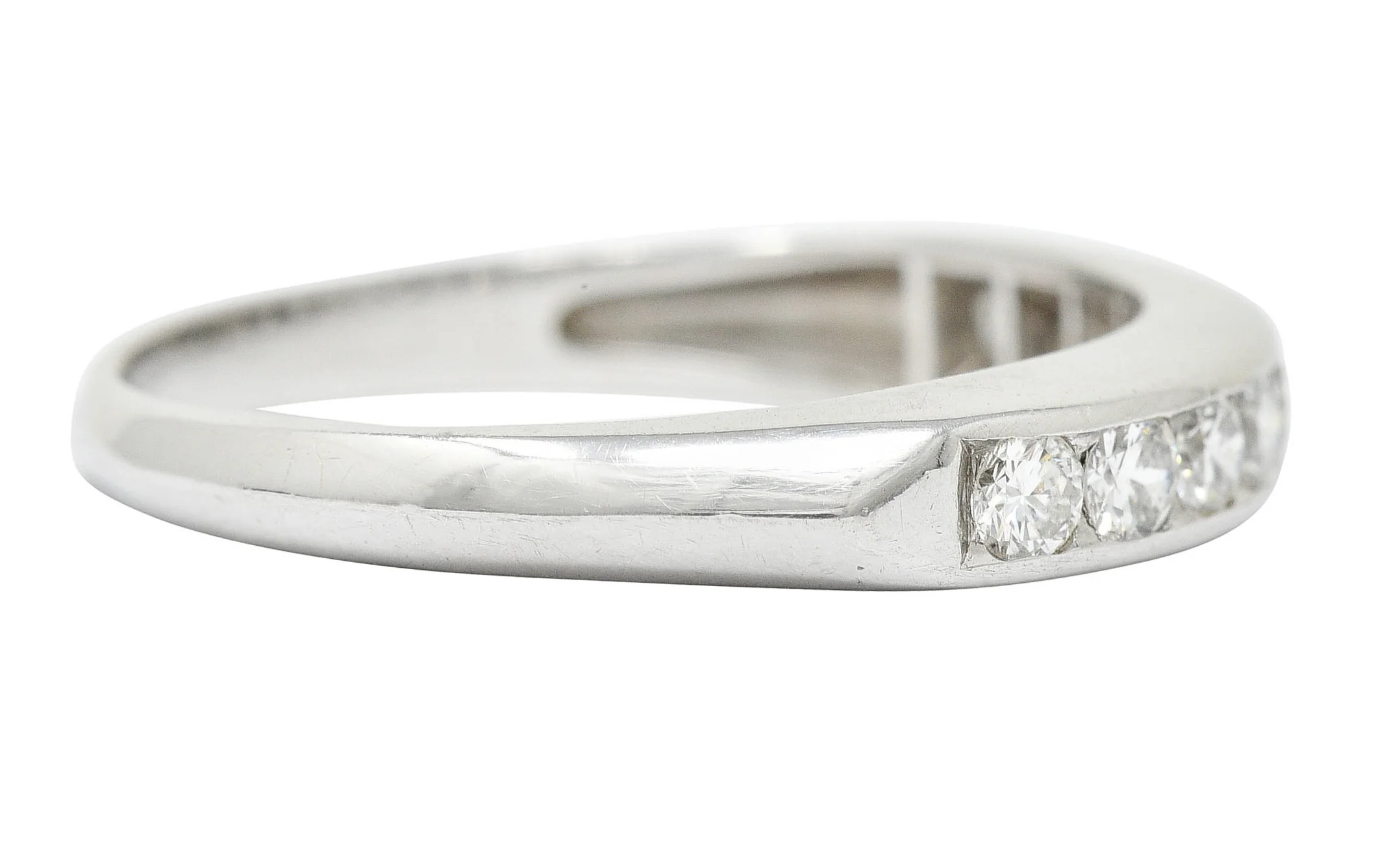 1950's Mid-Century 0.50 CTW Diamond Platinum Channel Band Ring - Image 3