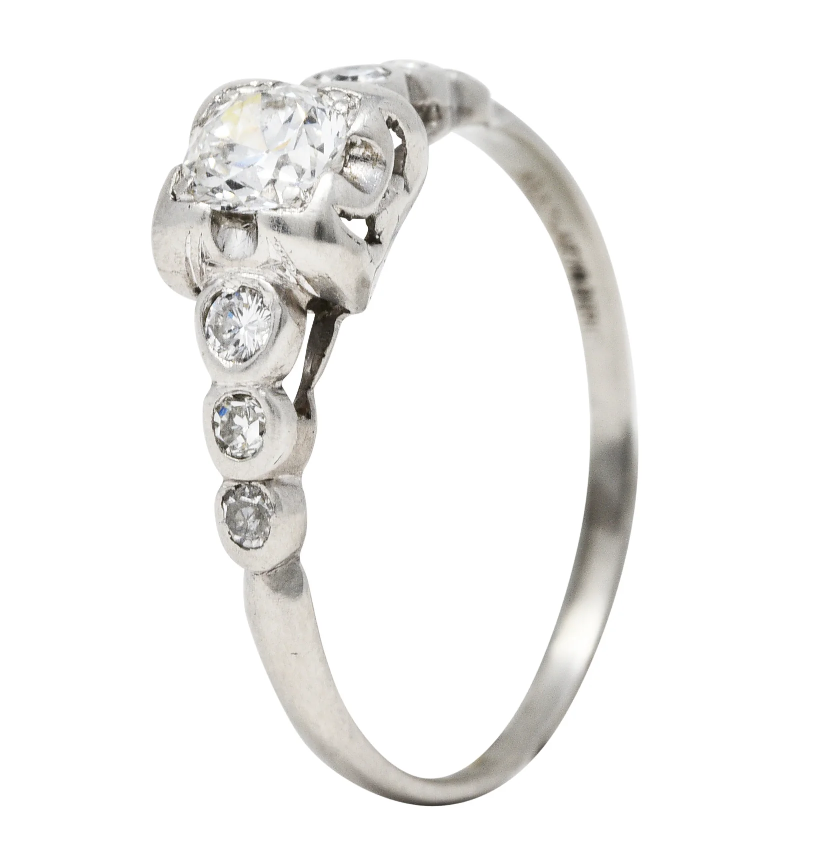 1950's Mid-Century 0.50 CTW Diamond Platinum Engagement Ring - Image 10