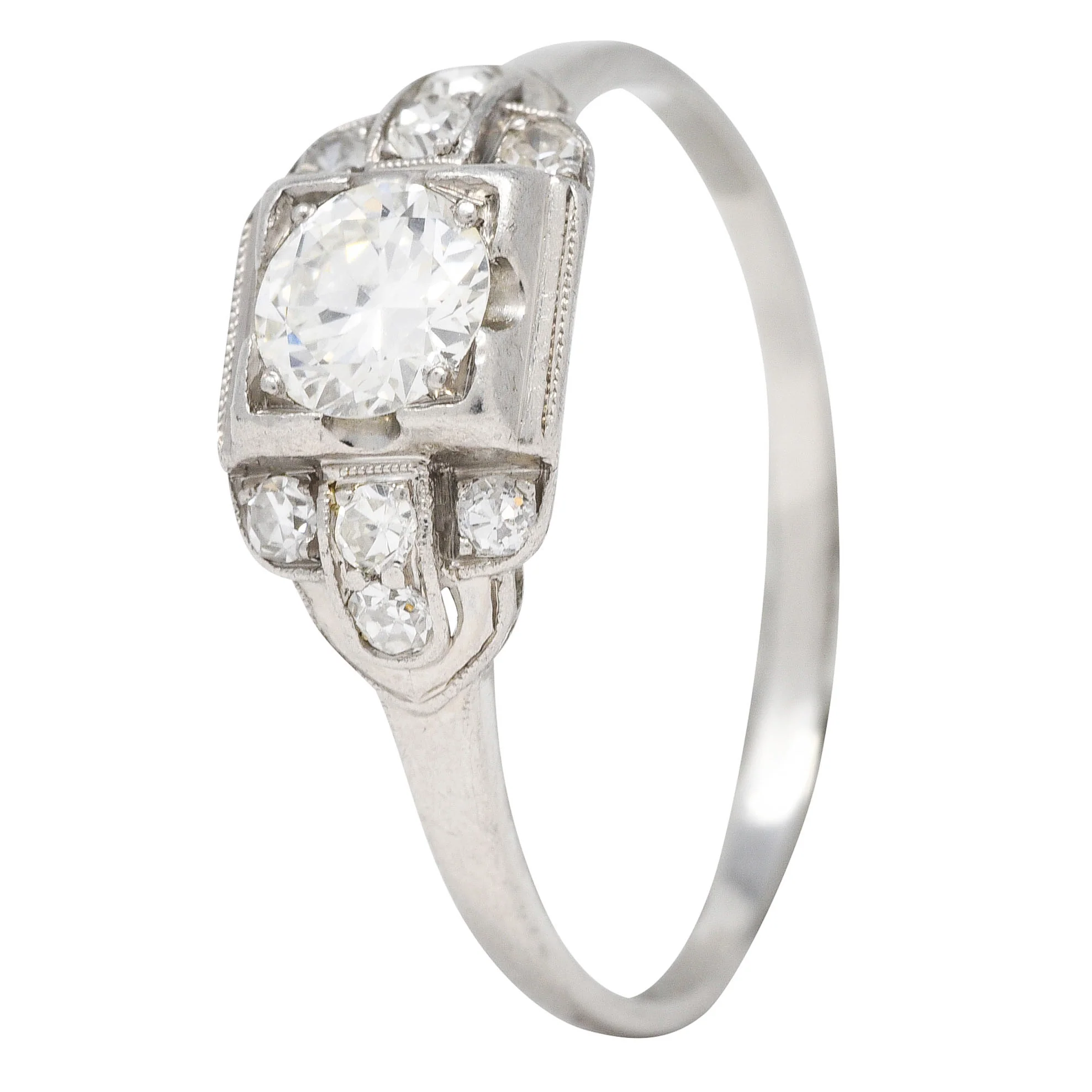 1950's Mid-Century 0.65 CTW Diamond Platinum Engagement Ring - Image 8