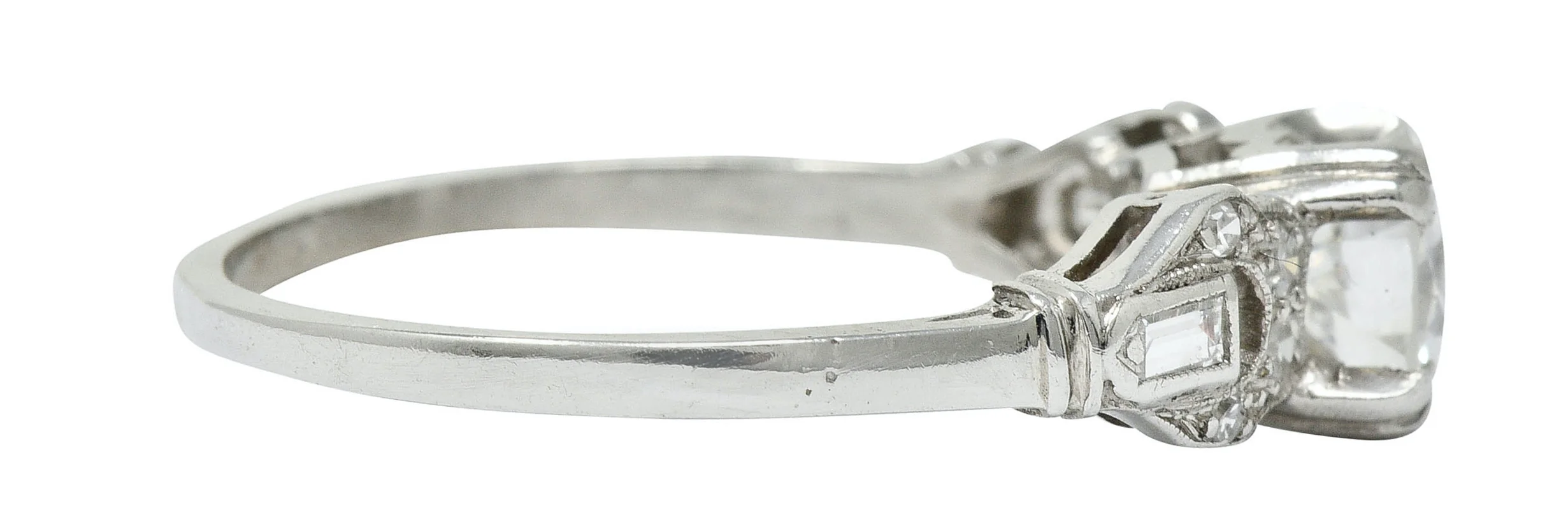 1950's Mid-Century 0.89 CTW Diamond Platinum Buckle Engagement Ring - Image 3