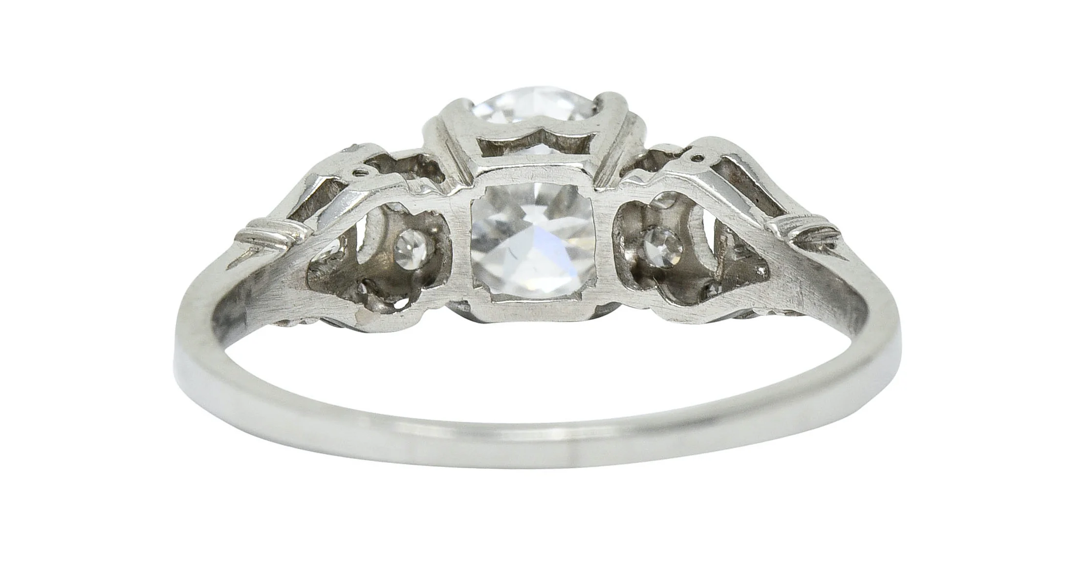 1950's Mid-Century 0.89 CTW Diamond Platinum Buckle Engagement Ring - Image 4