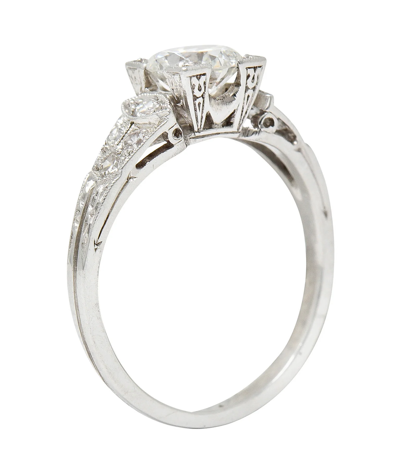 1950's Mid-Century 1.00 CTW Diamond Platinum Square Form Engagement Ring - Image 2