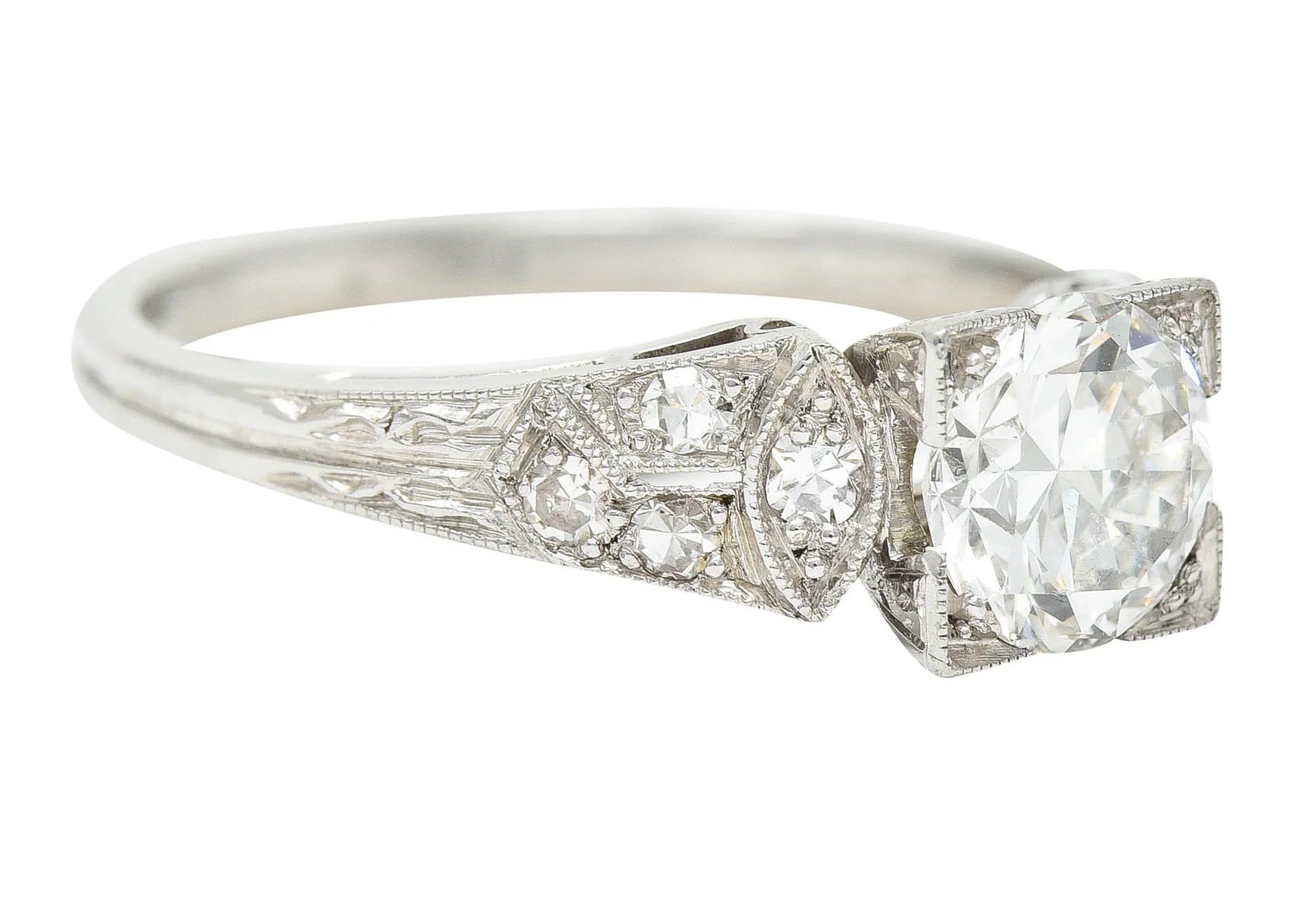1950's Mid-Century 1.00 CTW Diamond Platinum Square Form Engagement Ring - Image 3