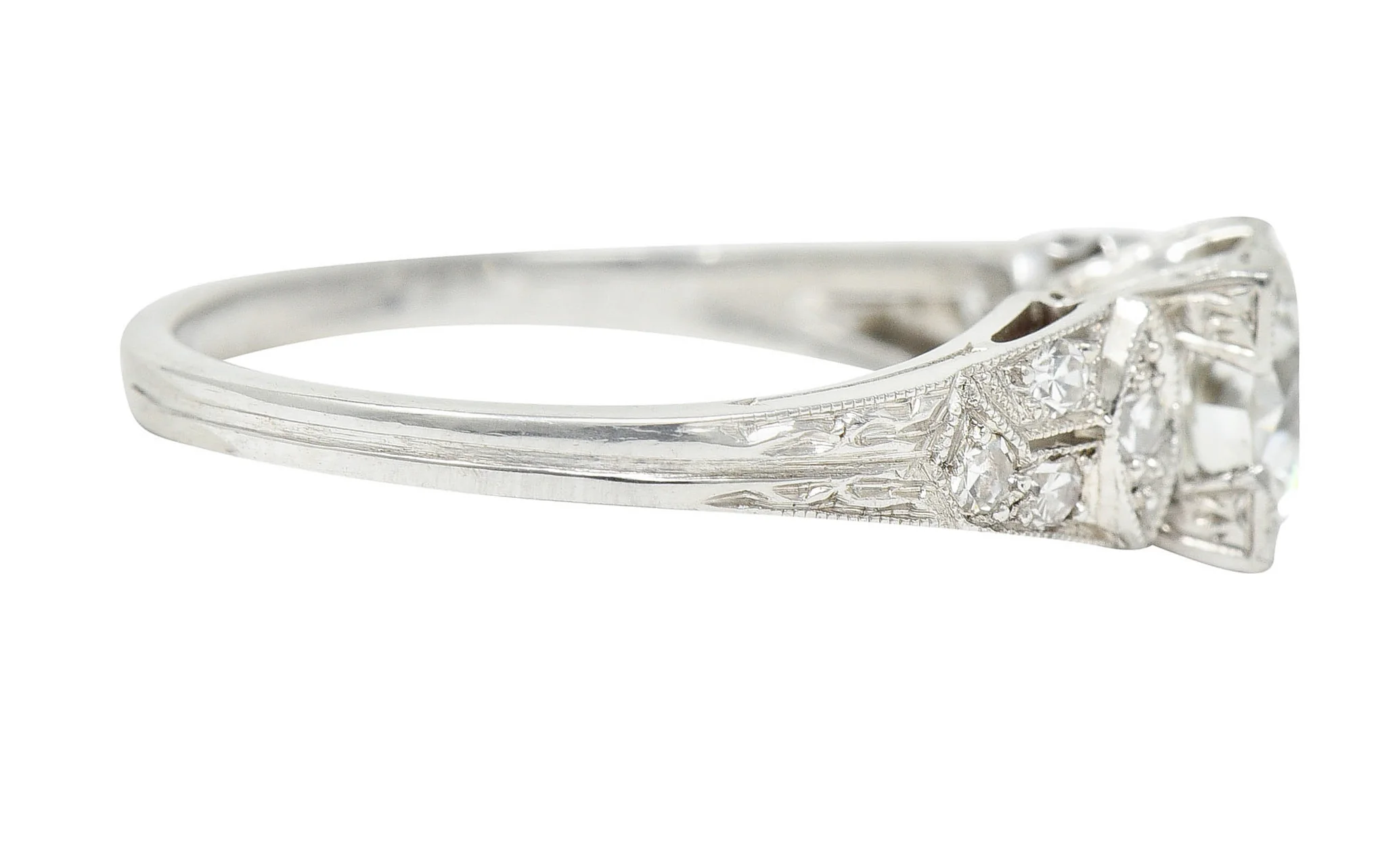1950's Mid-Century 1.00 CTW Diamond Platinum Square Form Engagement Ring - Image 4