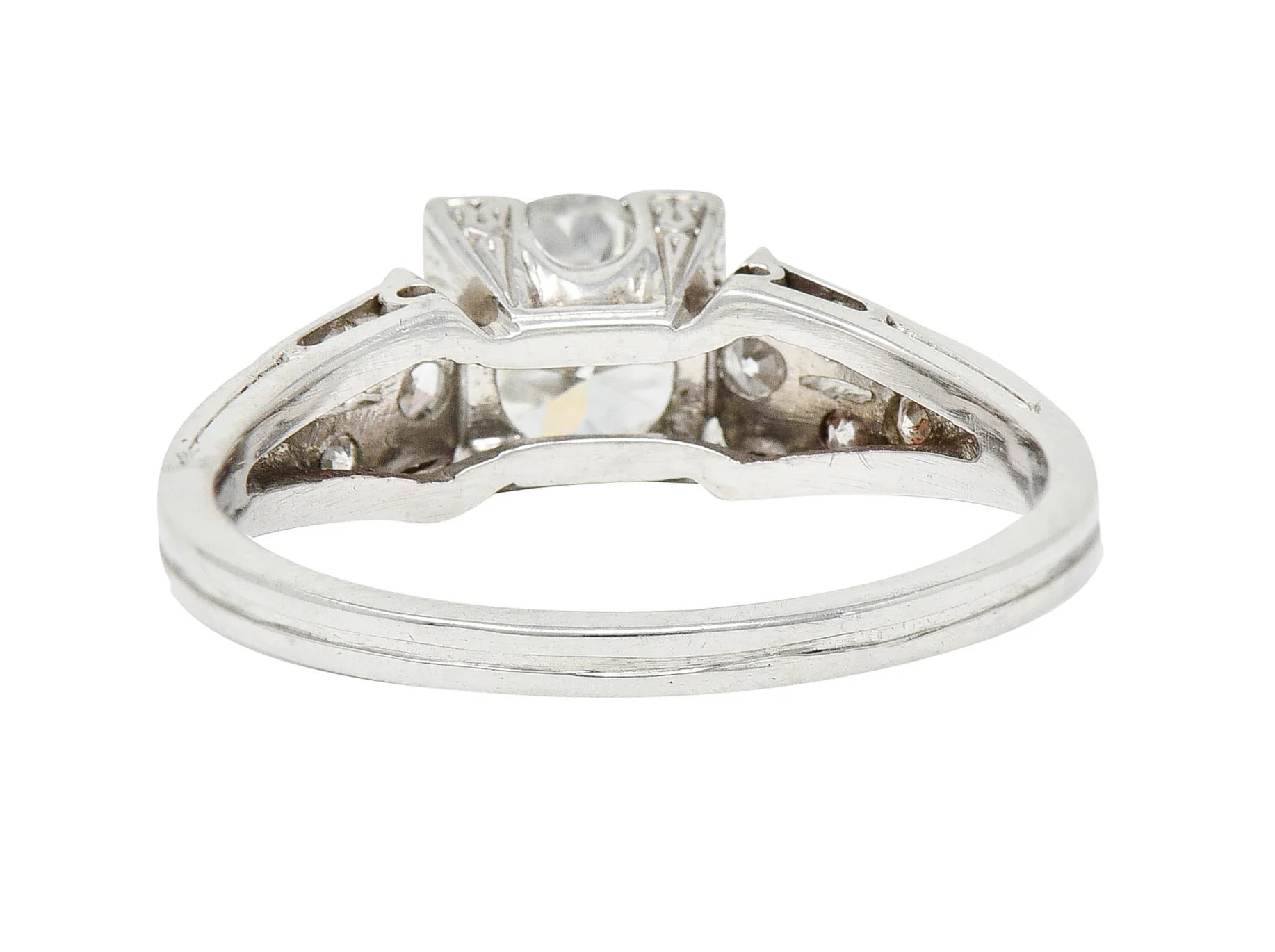 1950's Mid-Century 1.00 CTW Diamond Platinum Square Form Engagement Ring - Image 5