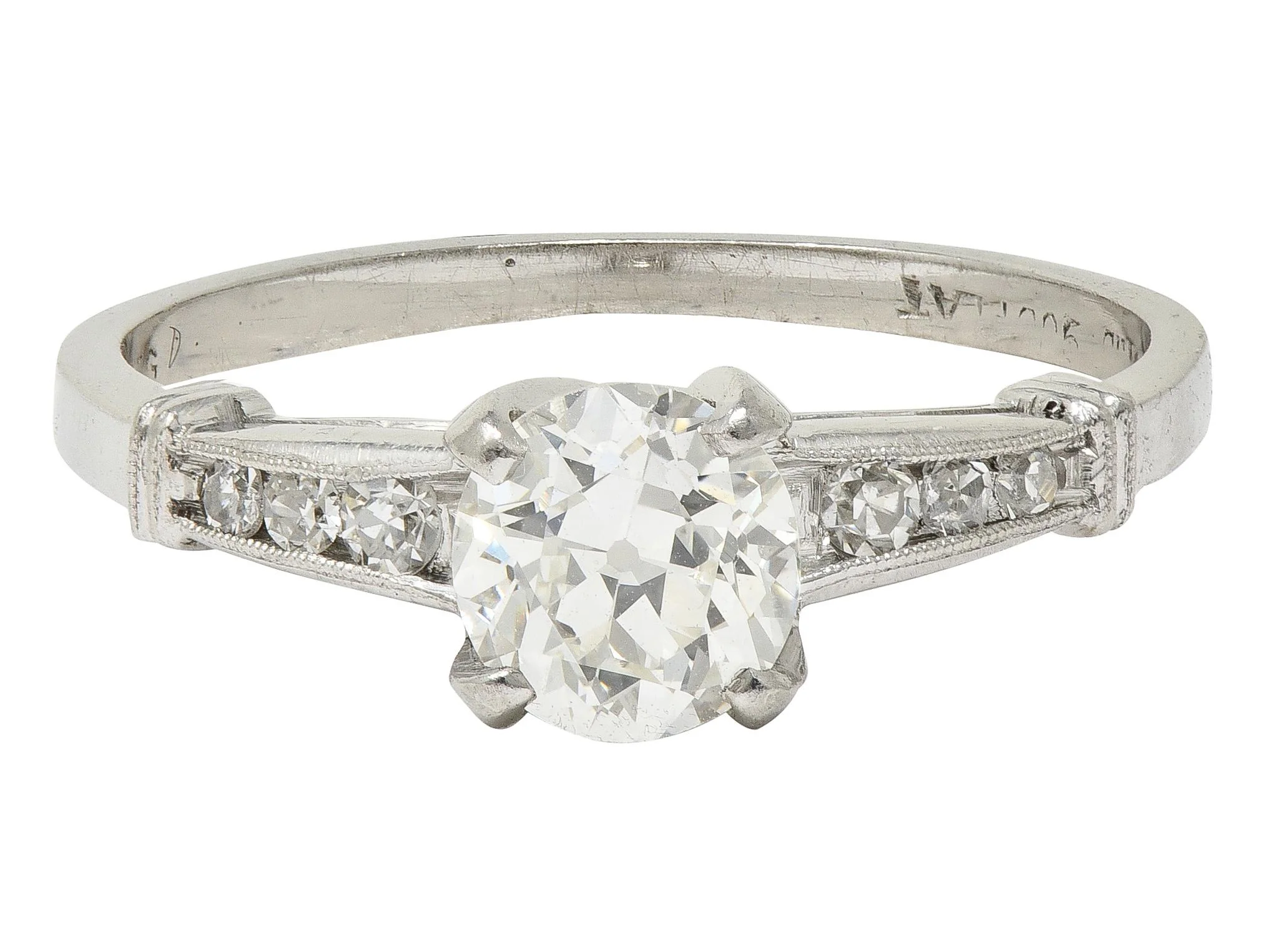 1950's Mid-Century 1.05 CTW Old European Cut Diamond Platinum Engagement Ring