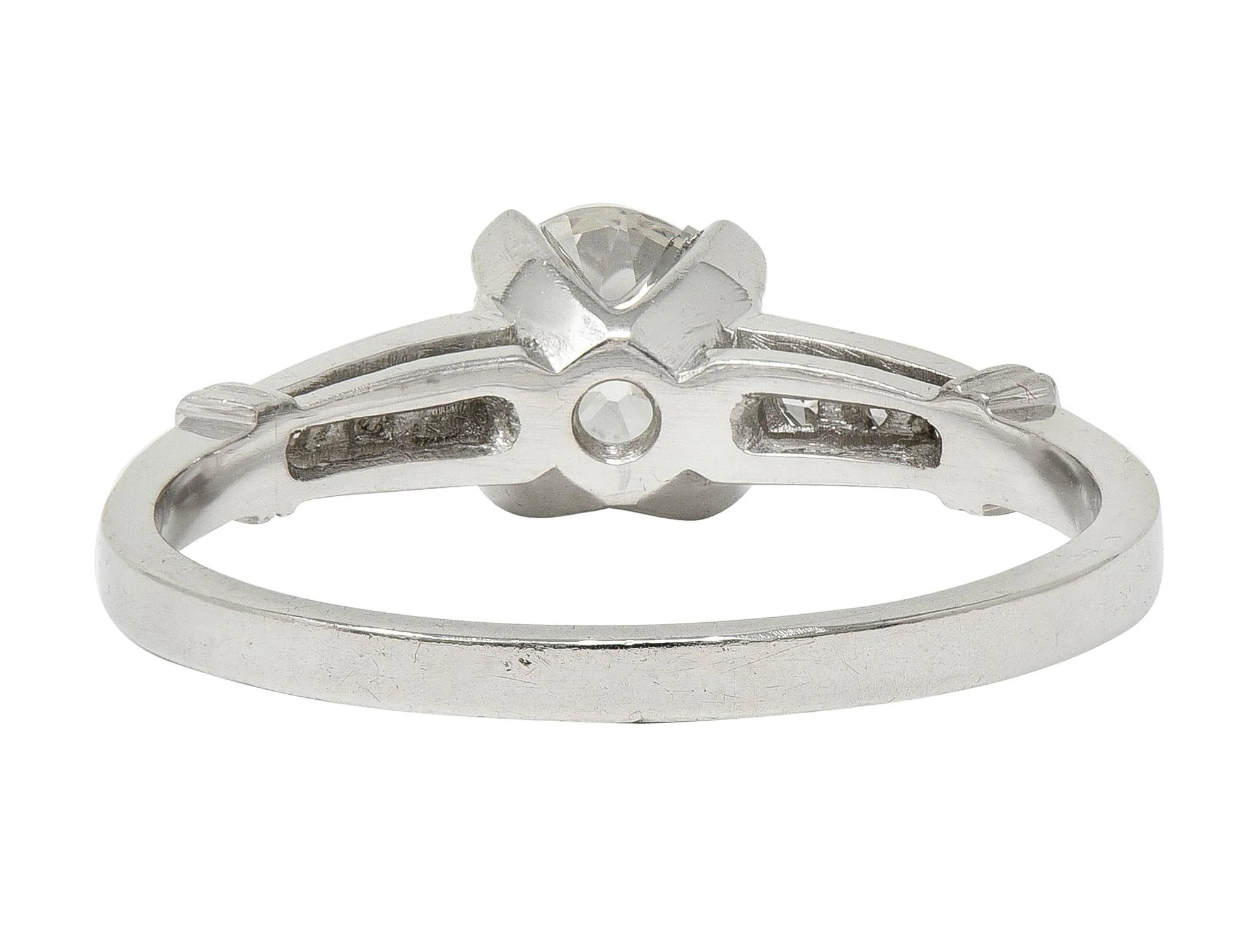 1950's Mid-Century 1.05 CTW Old European Cut Diamond Platinum Engagement Ring - Image 3