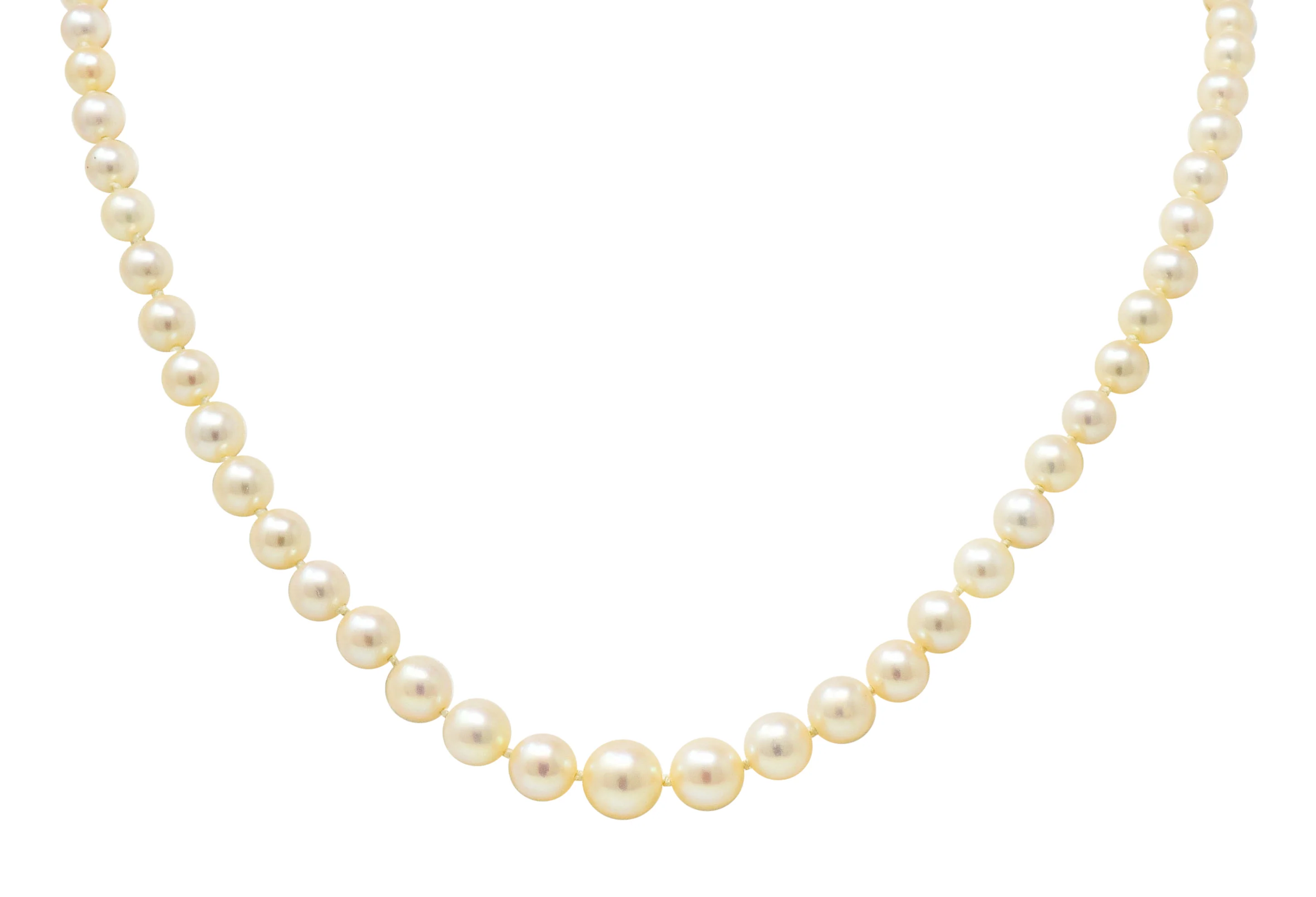1950's Mid-Century 1.08 CTW Diamond Pearl Platinum Strand Necklace - Image 6
