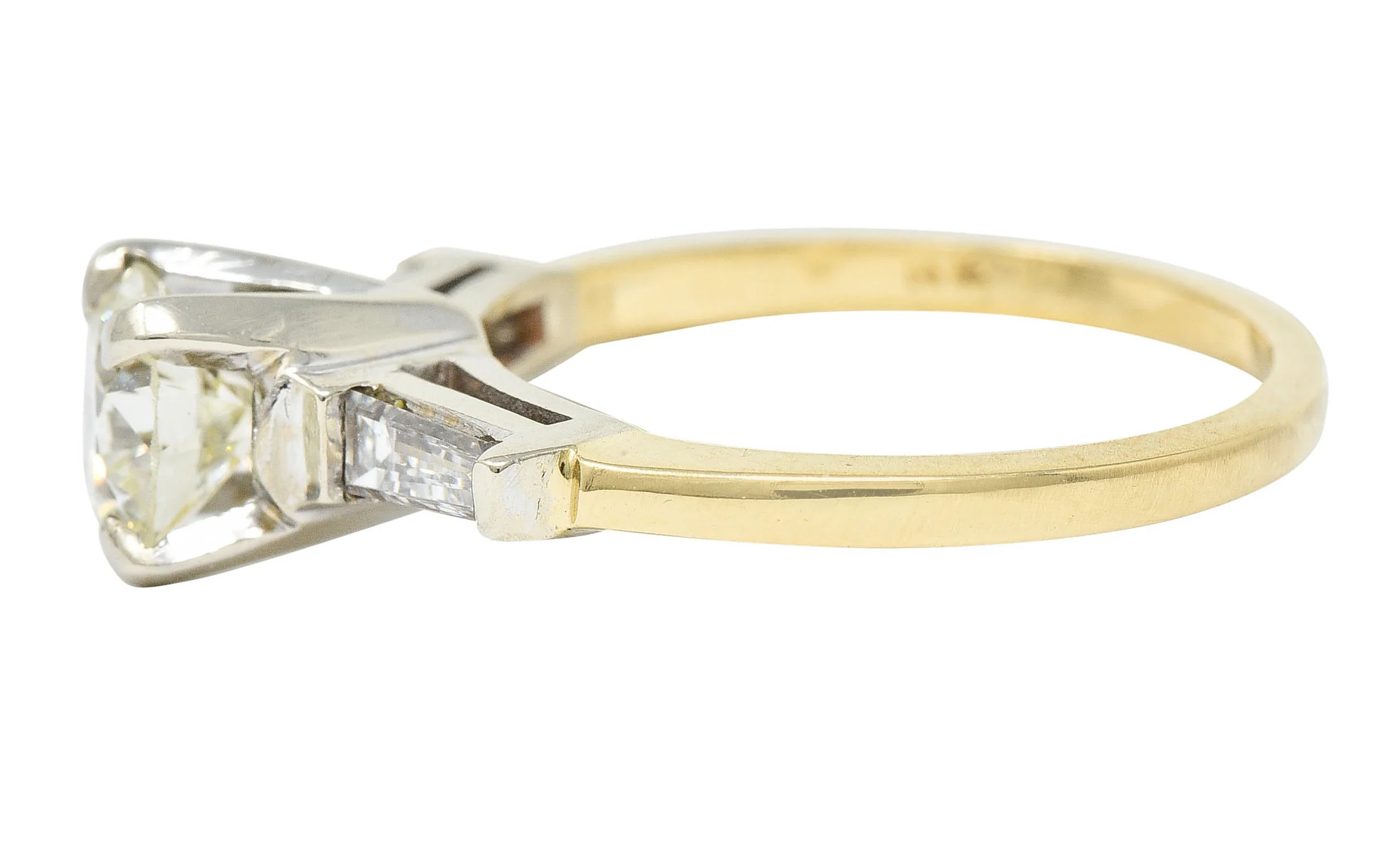 1950's Mid-Century 1.11 CTW Diamond 14 Karat Two-Tone Engagement Ring GIA - Image 5