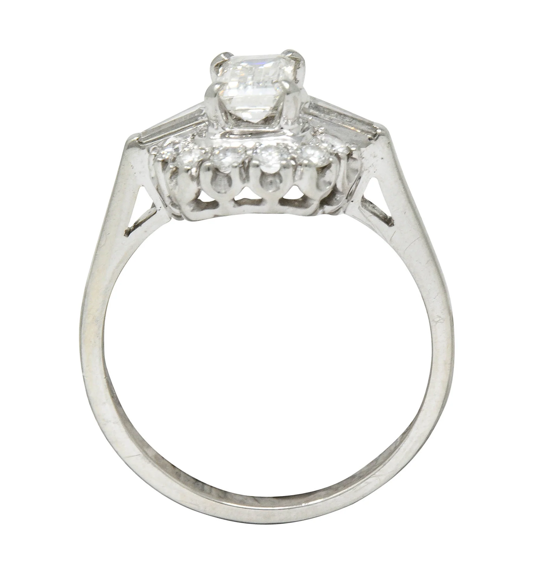 1950's Mid-Century 1.21 CTW Diamond Platinum Cluster Ring - Image 9