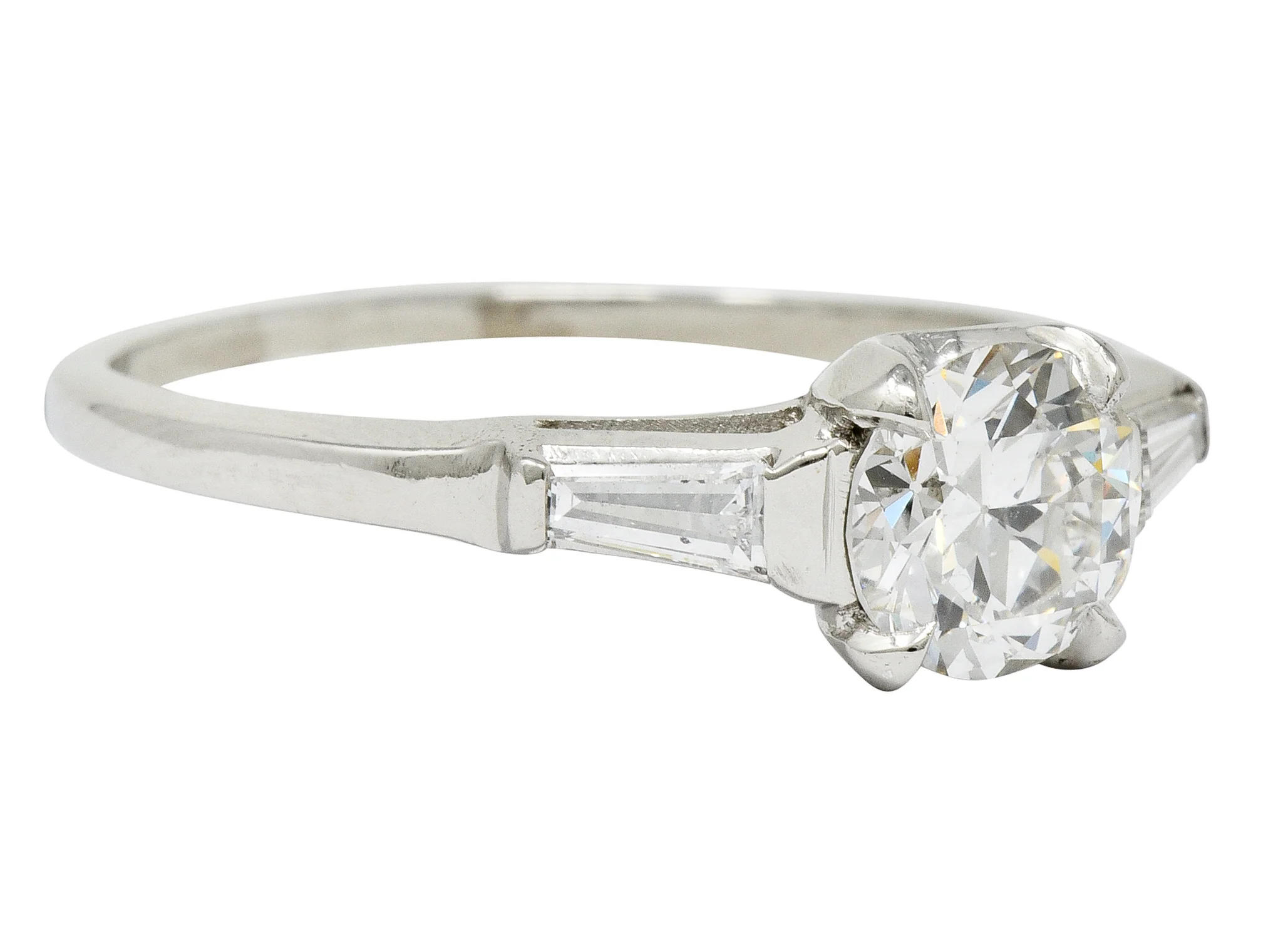 1950's Mid-Century 1.40 CTW Diamond Platinum Three Stone Engagement Ring GIA - Image 2