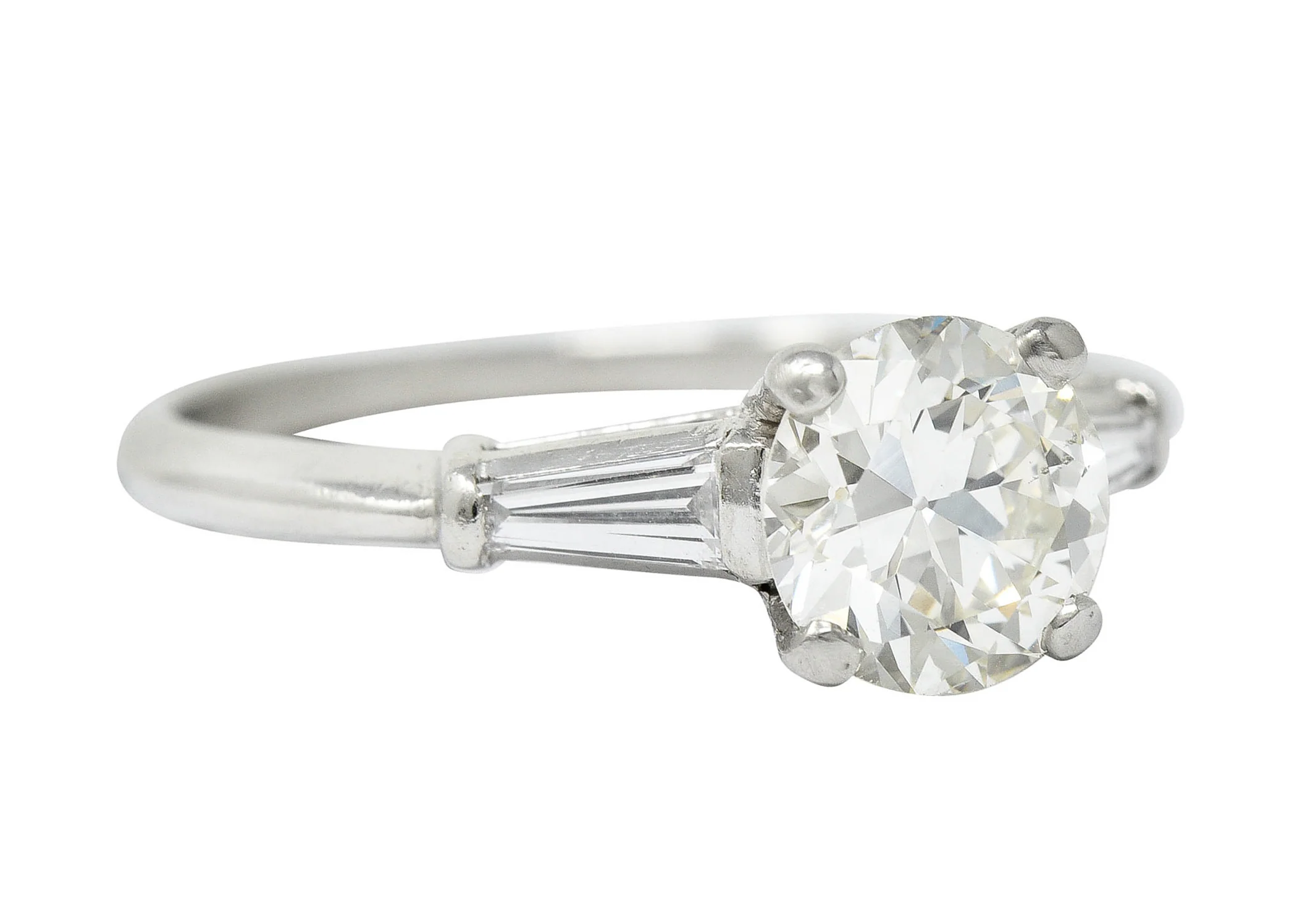 1950's Mid-Century 1.42 CTW Diamond Platinum Three Stone Engagement Ring GIA - Image 2