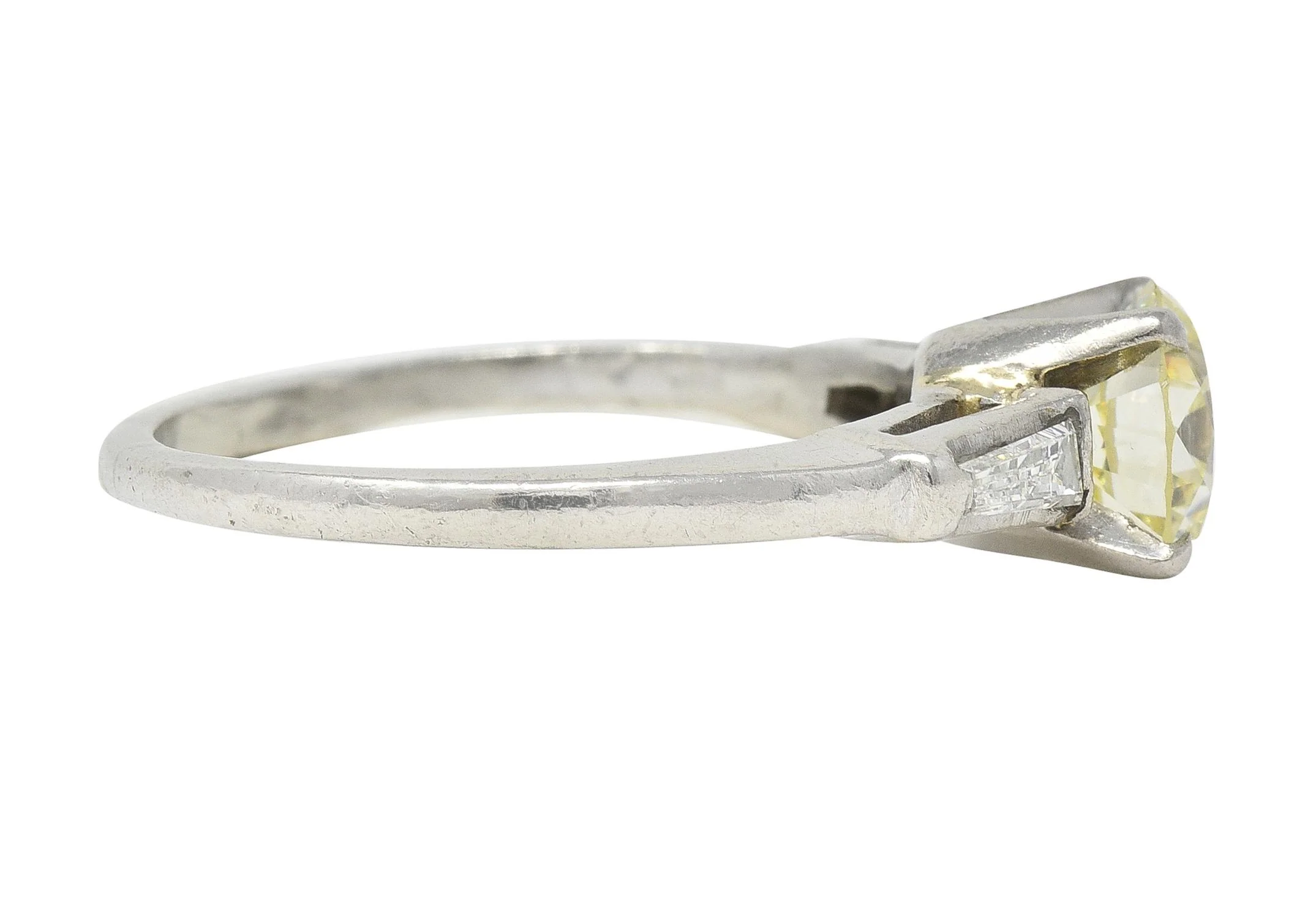 1950s Mid Century 1.50 CTW Transitional Diamond Platinum Three Stone Vintage Engagement Ring - Image 3