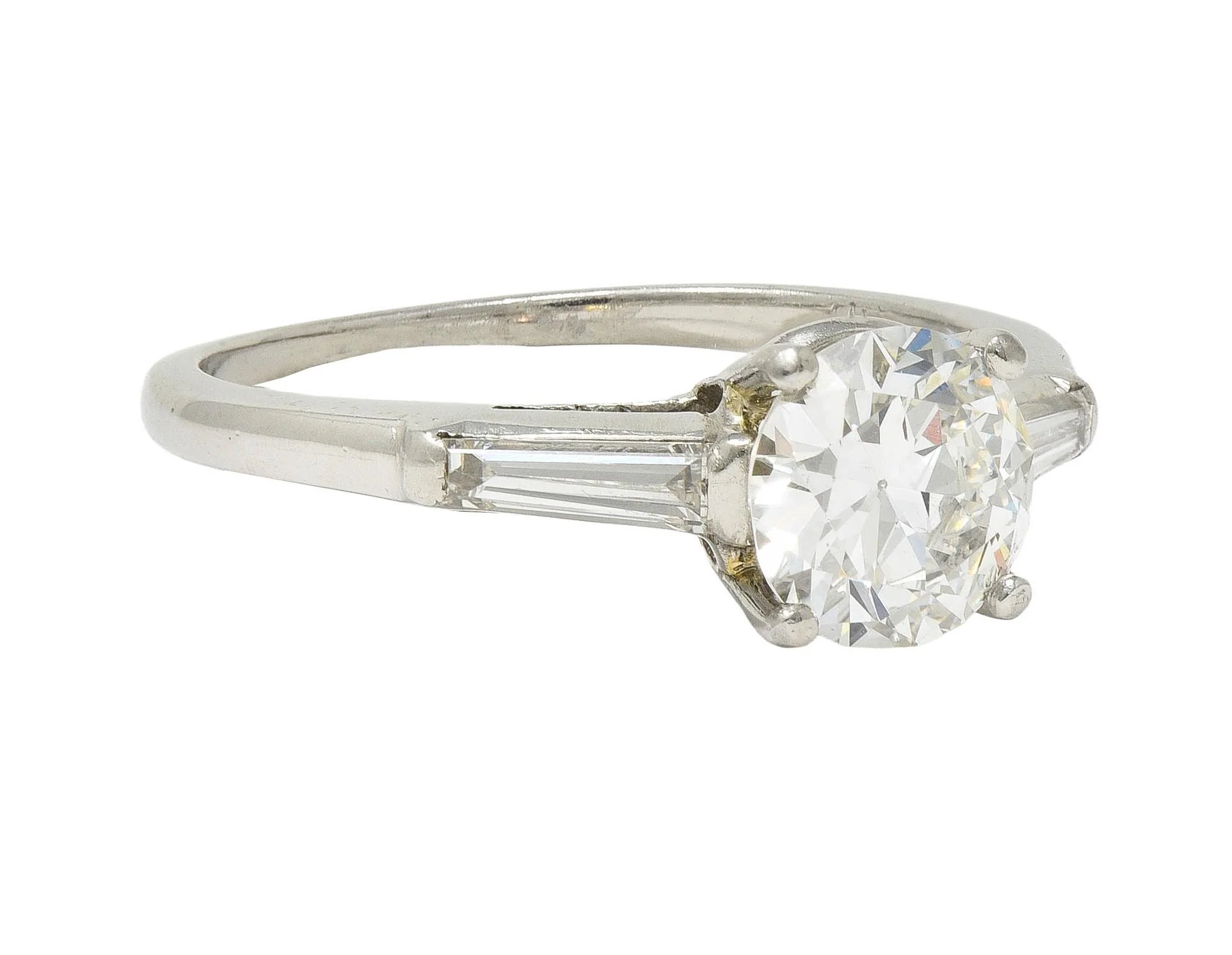 1950's Mid-Century 1.54 CTW Diamond Platinum Three Stone Engagement Ring GIA - Image 2