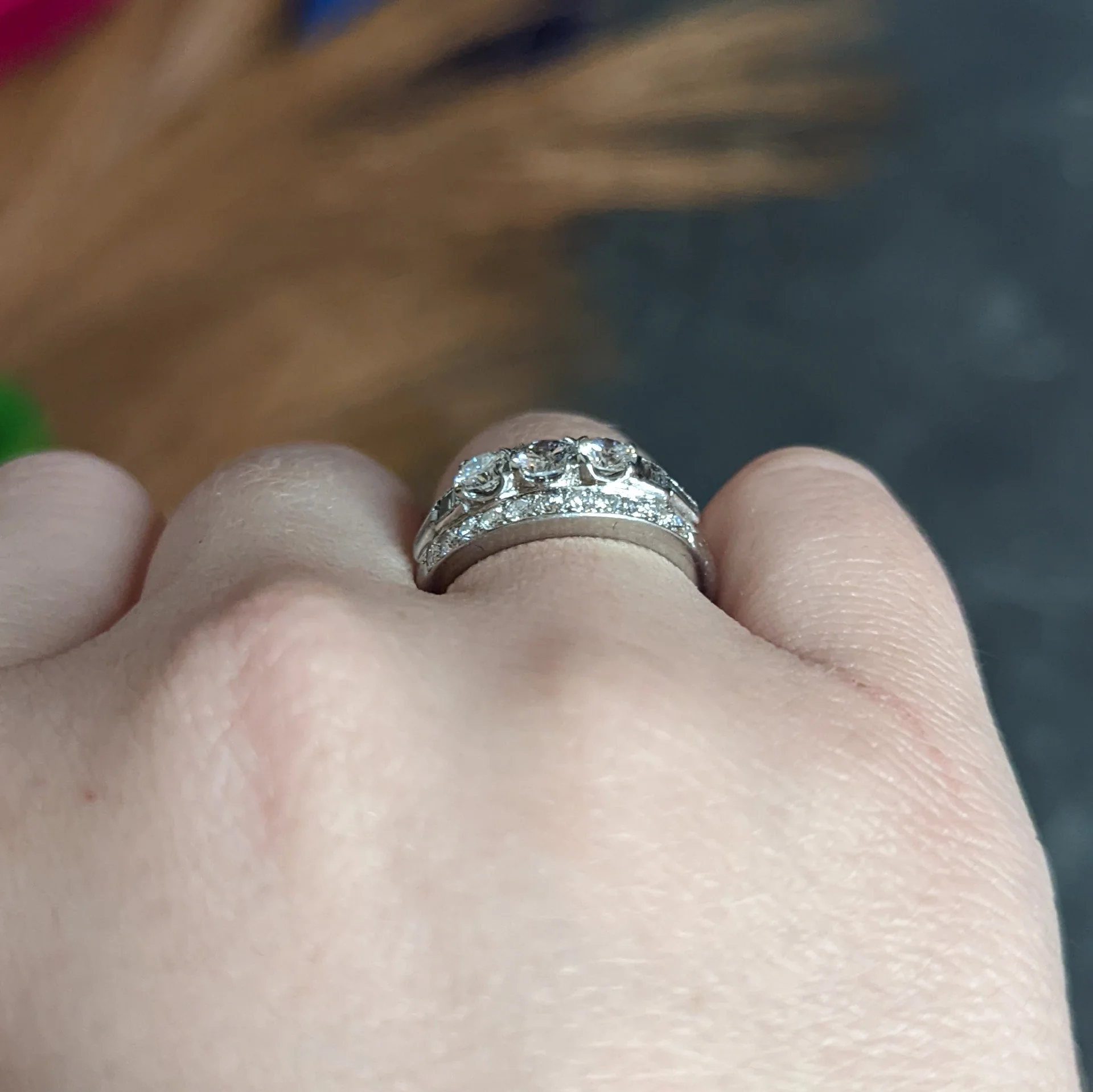 1950's Mid-Century 1.65 CTW Diamond Platinum Bombe Band Ring - Image 15