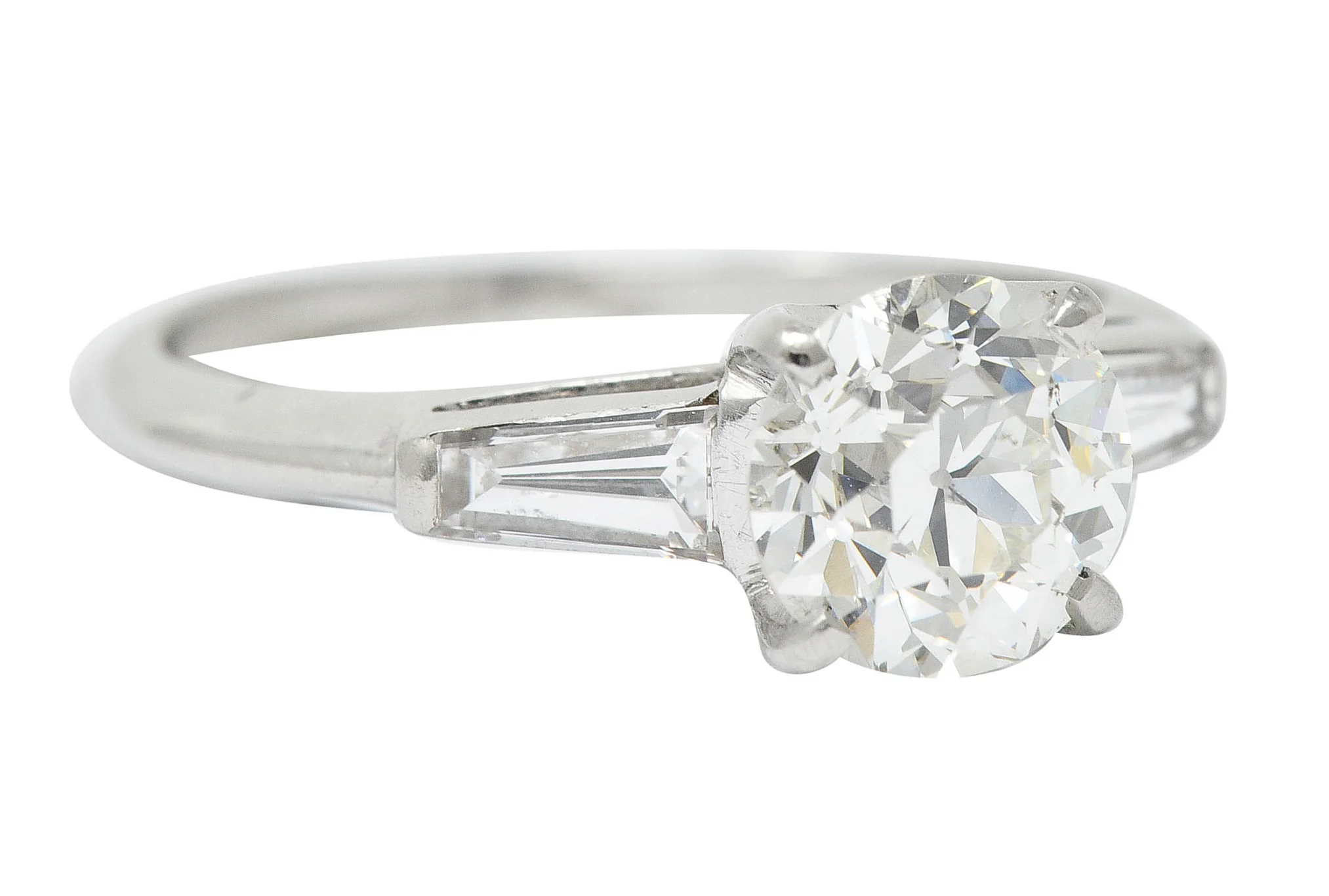 1950's Mid-Century 1.81 CTW Diamond Platinum Vintage Engagement Ring GIA - Image 2