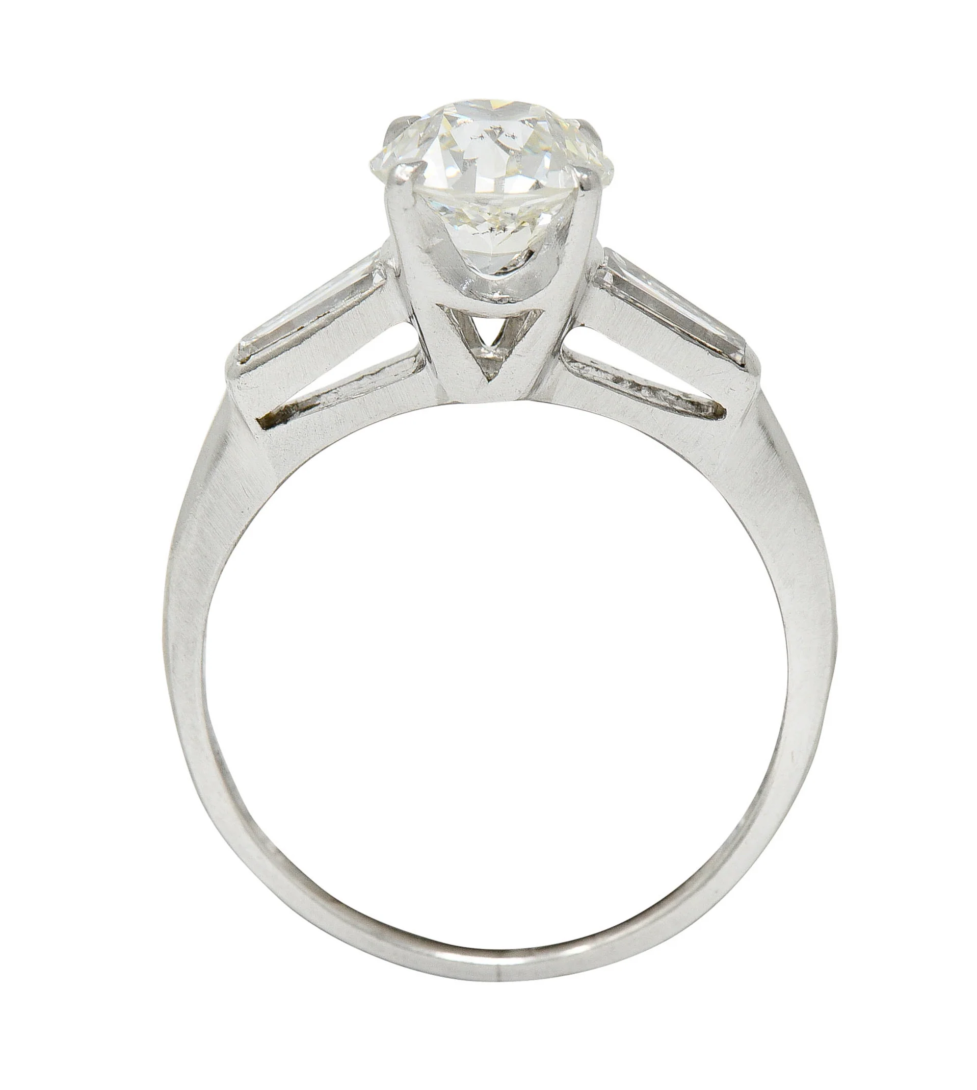 1950's Mid-Century 1.81 CTW Diamond Platinum Vintage Engagement Ring GIA - Image 9