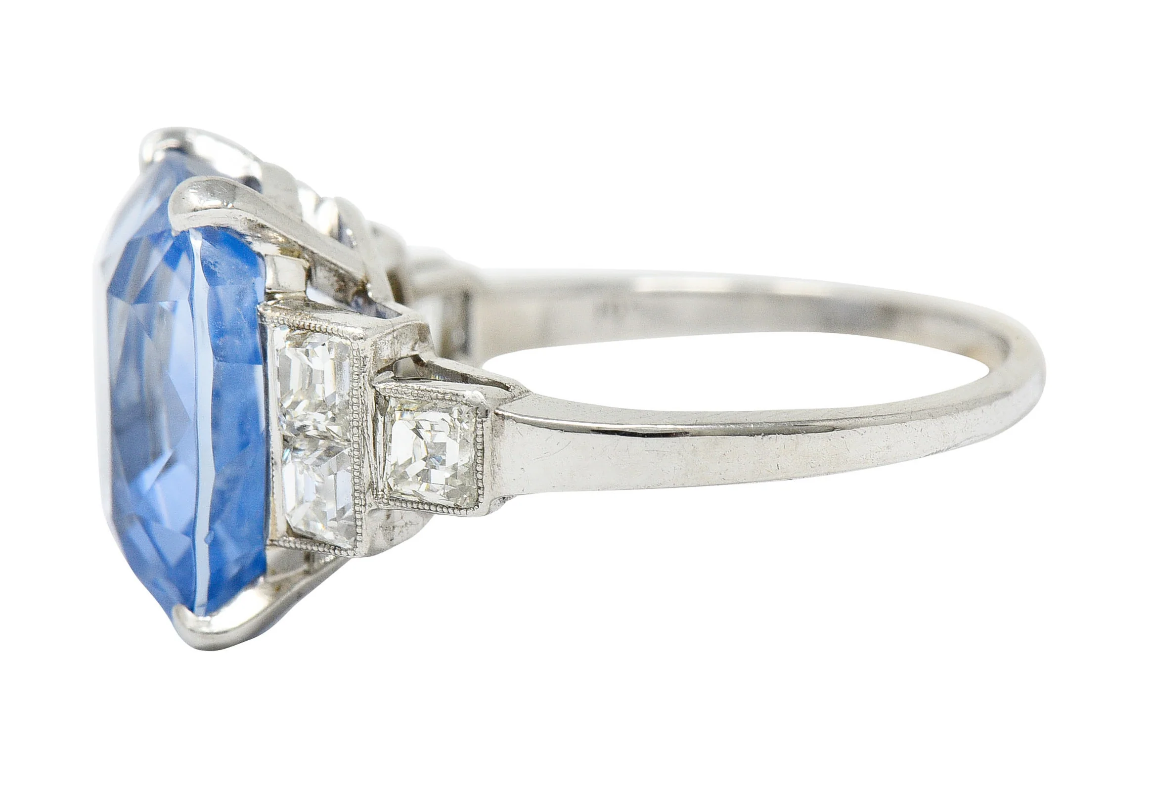 1950's Mid-Century 11.15 CTW No Heat Ceylon Sapphire Diamond Platinum Statement Ring GIA - Image 5