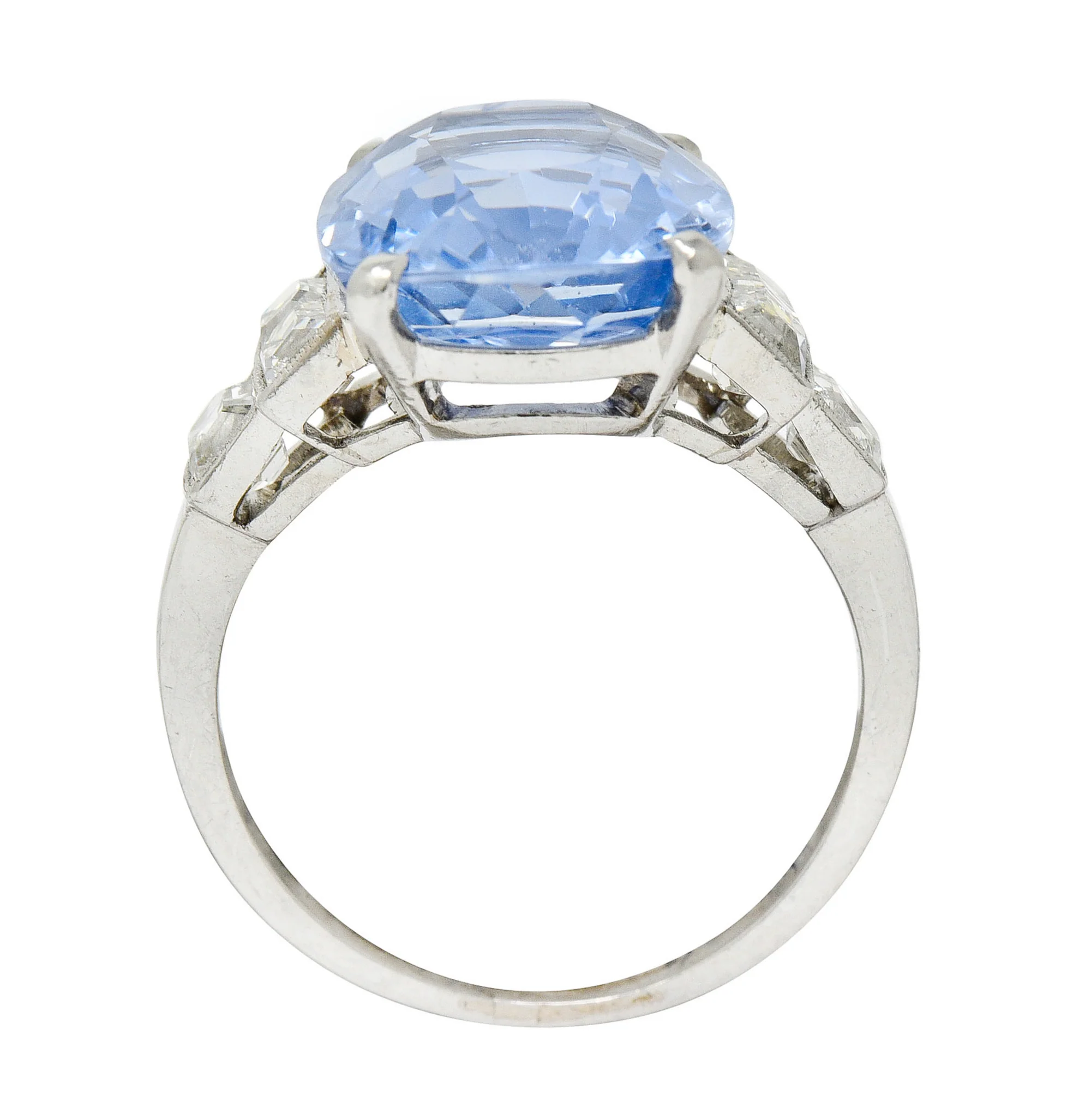 1950's Mid-Century 11.15 CTW No Heat Ceylon Sapphire Diamond Platinum Statement Ring GIA - Image 8
