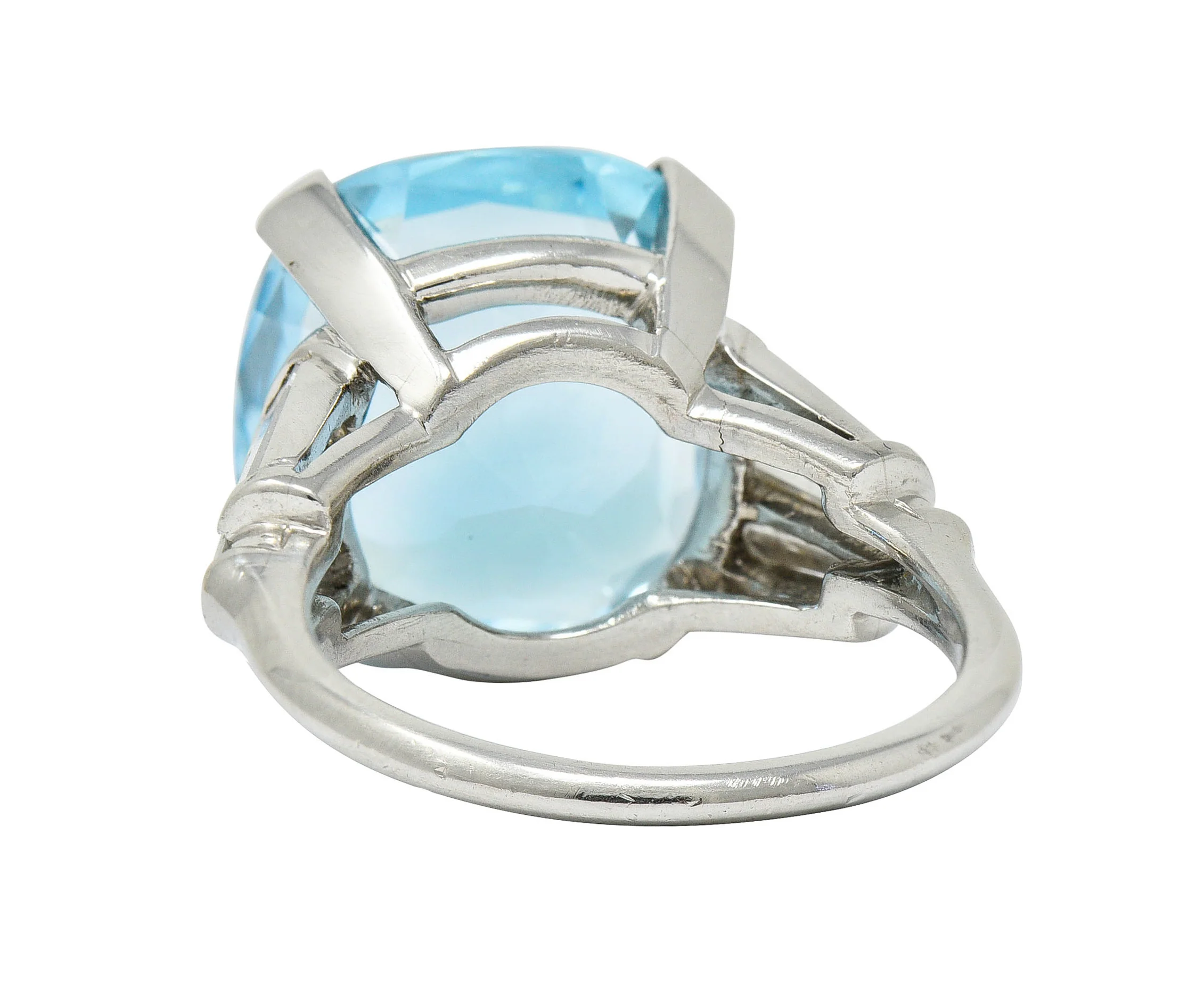 1950's Mid-Century 14.75 CTW Aquamarine Diamond Platinum Statement Ring - Image 5