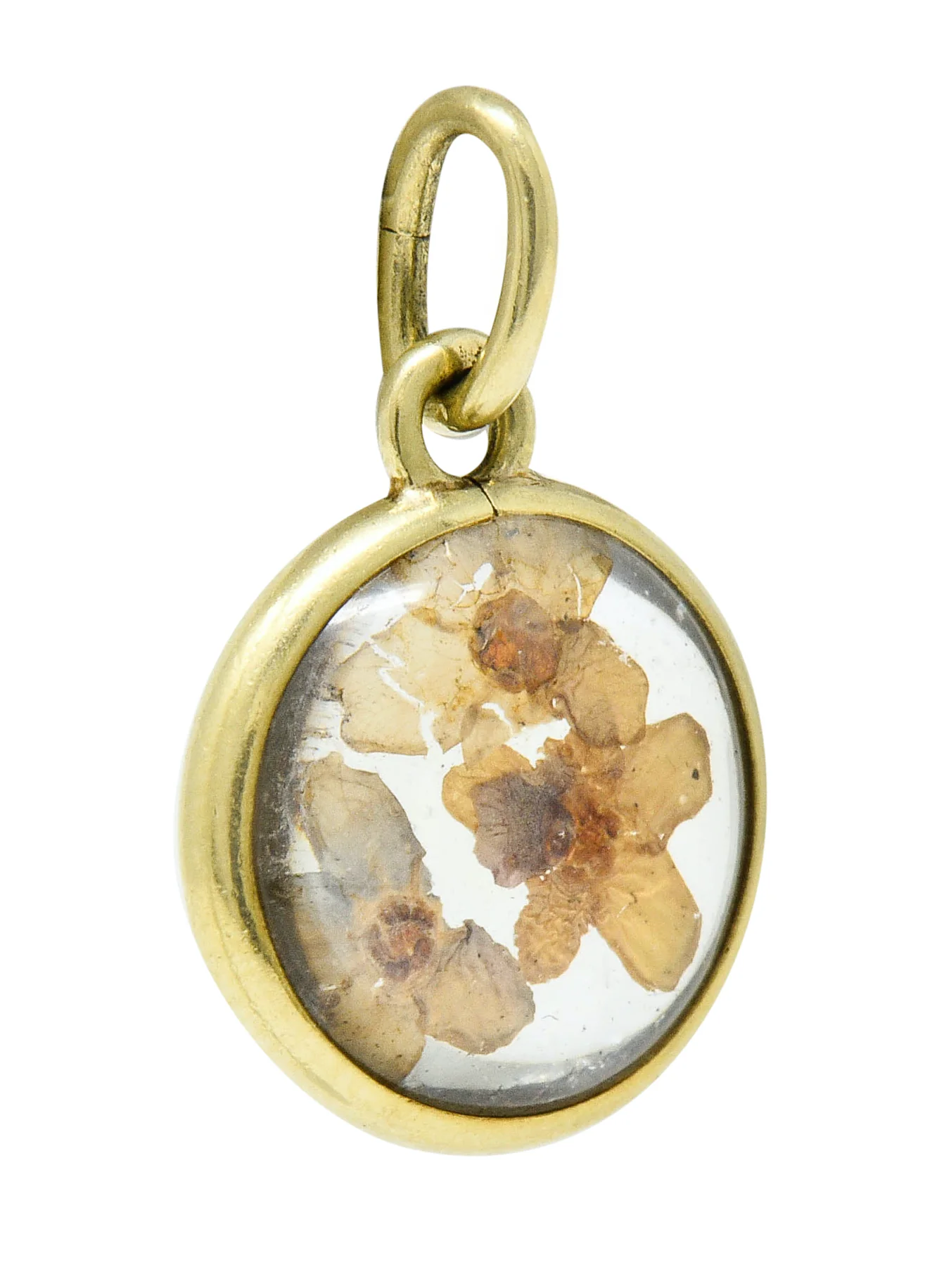 1950's Mid-Century 14 Karat Gold Pressed Flower Charm - Image 2