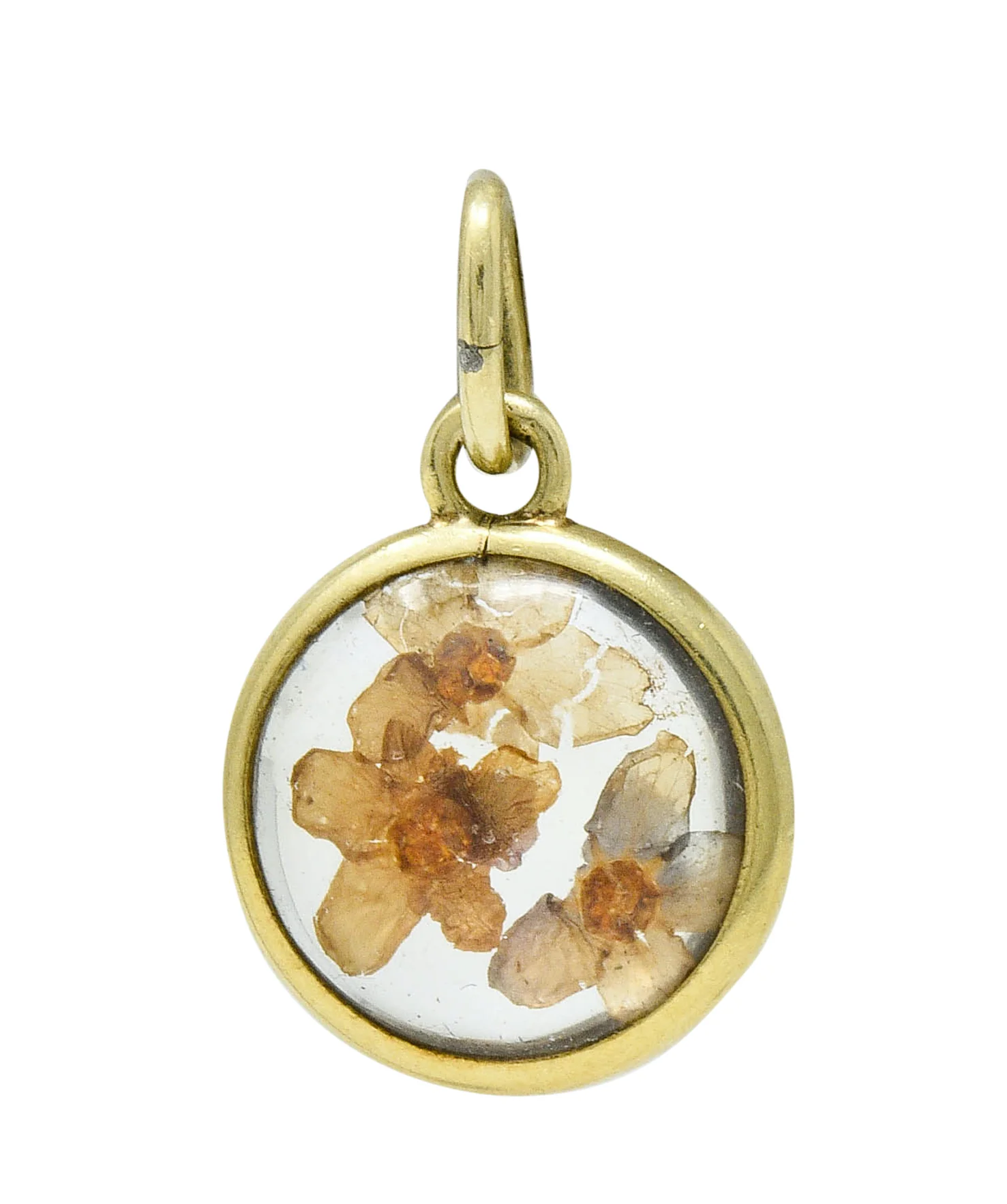 1950's Mid-Century 14 Karat Gold Pressed Flower Charm - Image 3