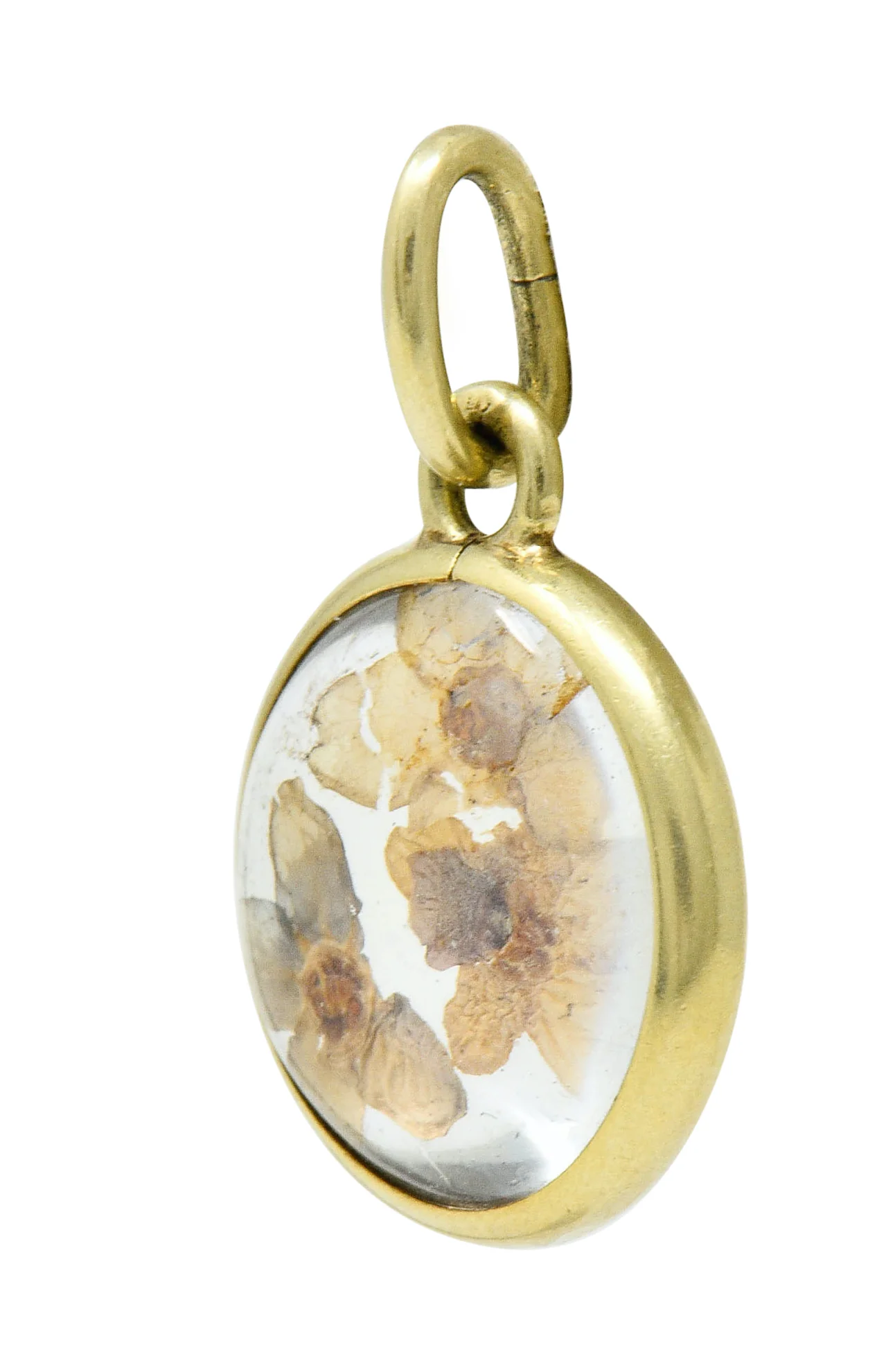 1950's Mid-Century 14 Karat Gold Pressed Flower Charm - Image 4